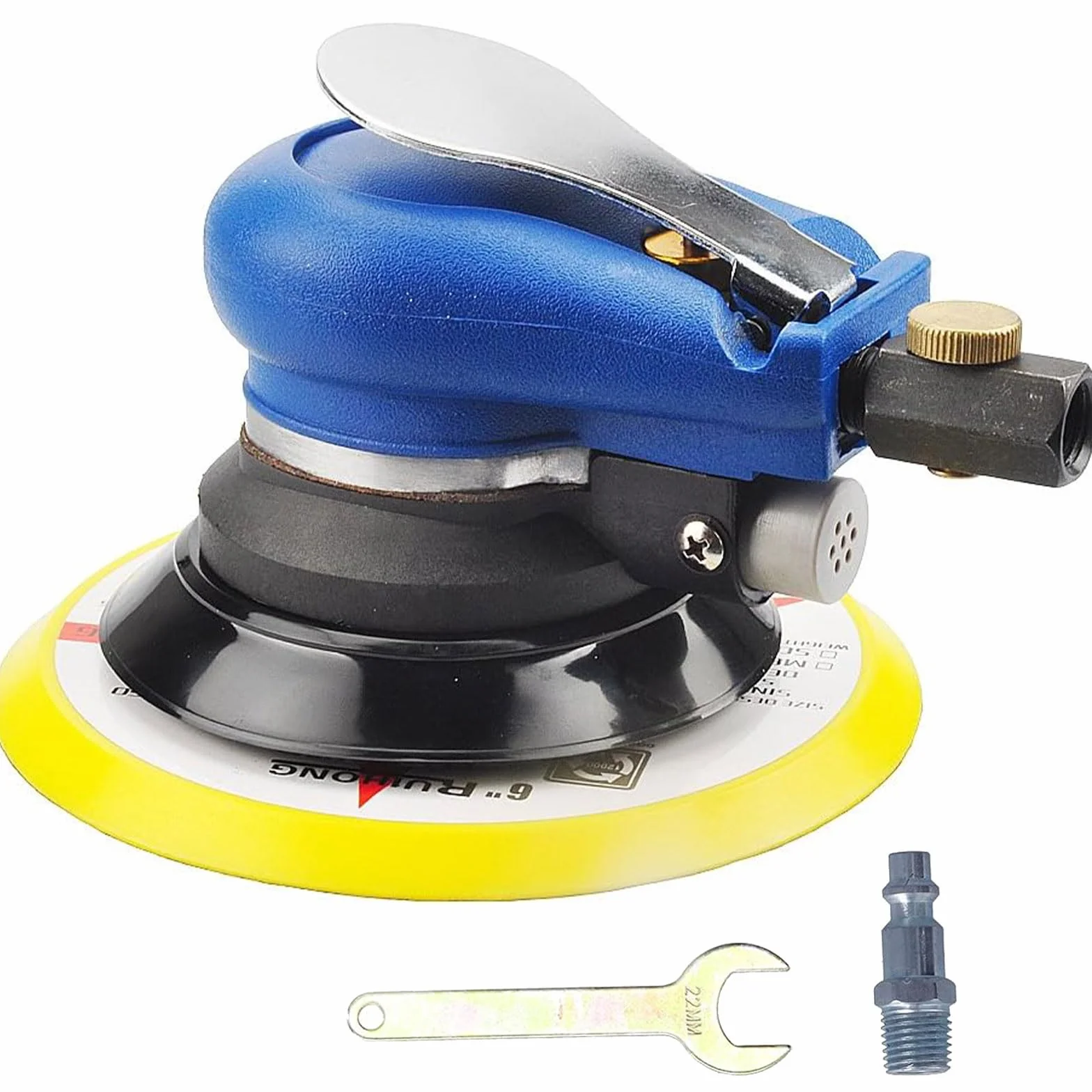 Levigatrice Eccentrica Pneumatica Orbitale ad Aria Compressa, Disco Ø125mm (5“), Lucidatrice Multisabbiatrice a Doppia Azione, Rotazione 10000 Giri/Min, Levigatrici con Regolazione Della Velocità
