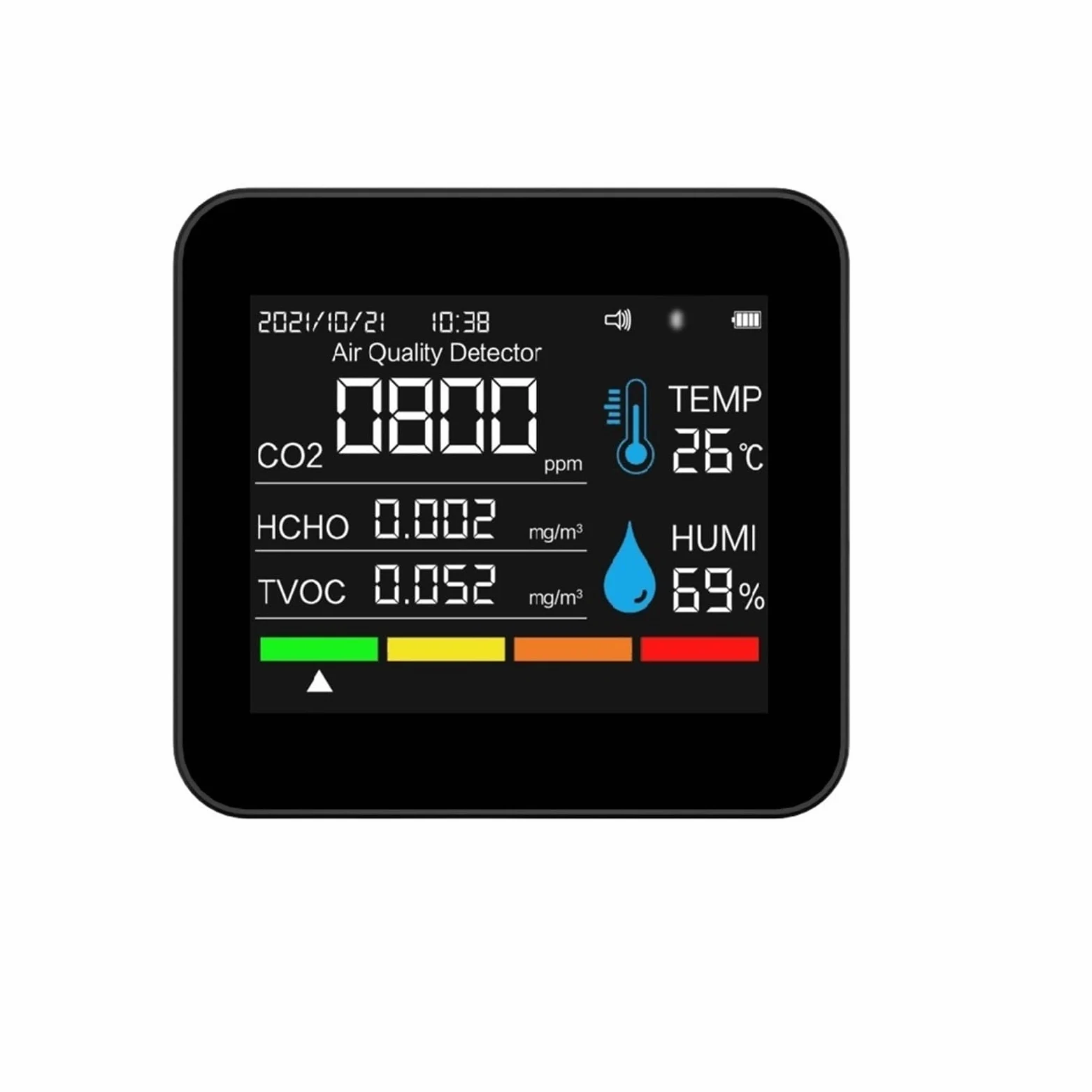 9in1 Misuratore di qualità 'aria CO2 Rilevatore anidride carbonica TVOC HCHO PM2.5 PM1.0 PM10 Tester umidità della temperatura Per cucina e camper