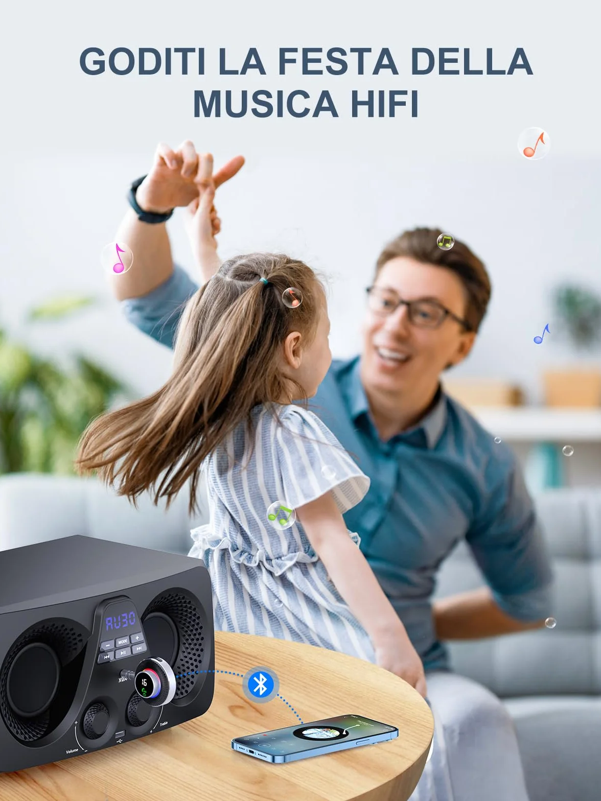 Glangeh Ricevitore Adattatore Bluetooth 5.3 Auto AUX, Pulsante Ingrandito e LED Schermo, con Jack 3,5mm, per Stereo/Altoparlante/Cuffie, HiFi, Chiamate in Vivavoce, Supporta Siri