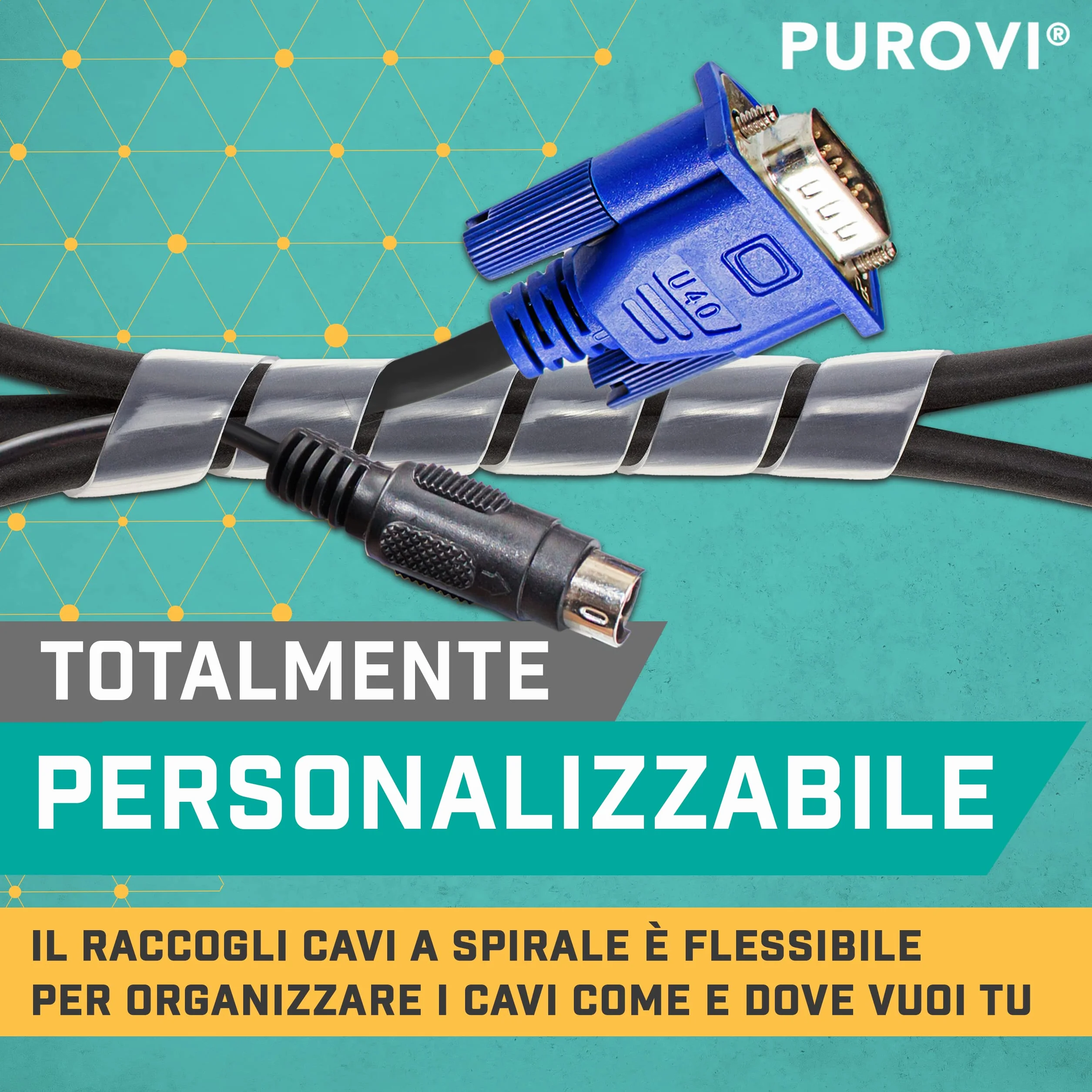 Guaina Copri Cavi Elettrici Trasparente Flessibile Espandibile 10m Cavo Spiralato per Nascondere Fili