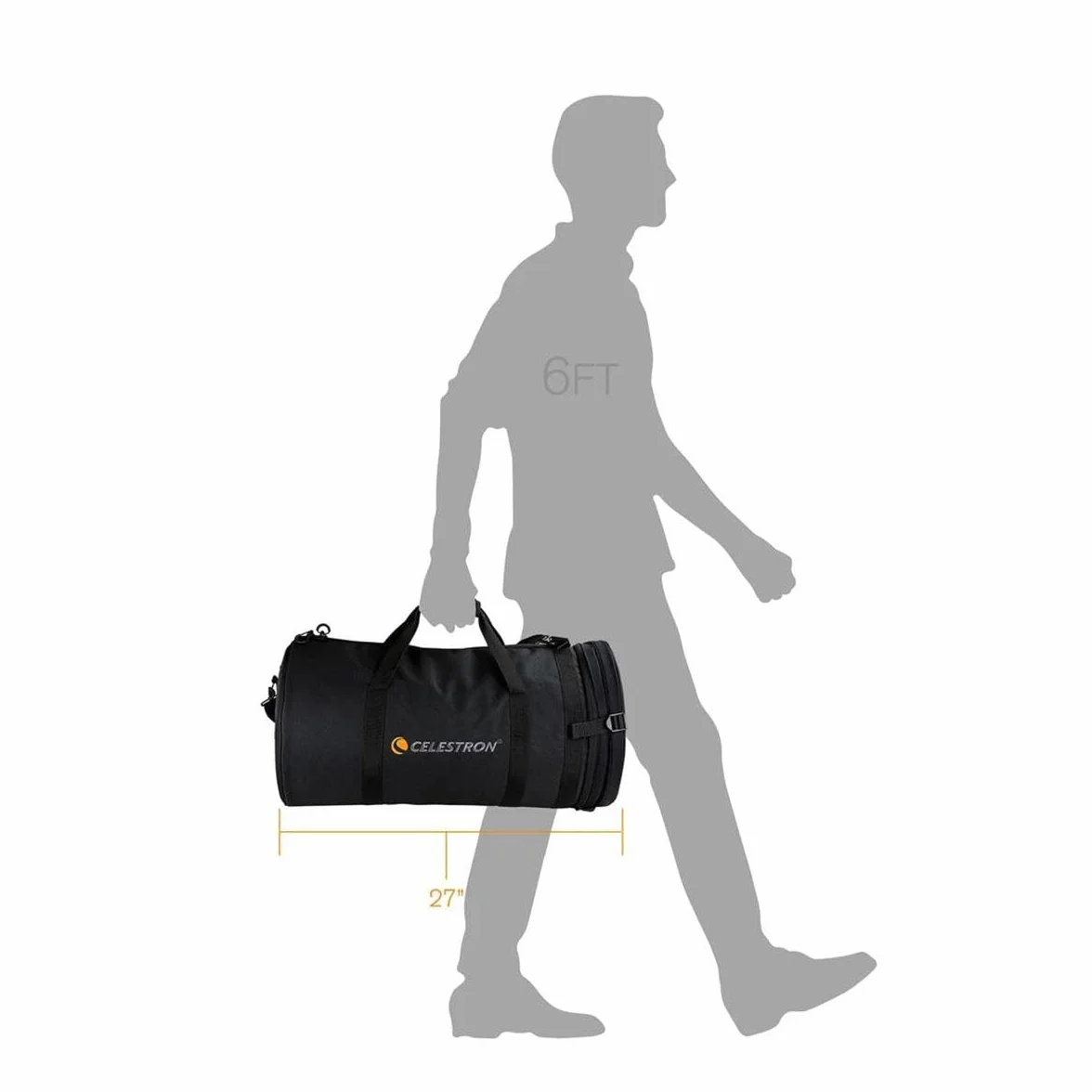 Celestron 94027 Sacca telescopio per tubi ottici 11” Schmidt Cassegrain ed EdgeHD – Custodia per trasporto impermeabile e resistente con pareti protettive, tasca per accessori, fascia imbottita, Nero