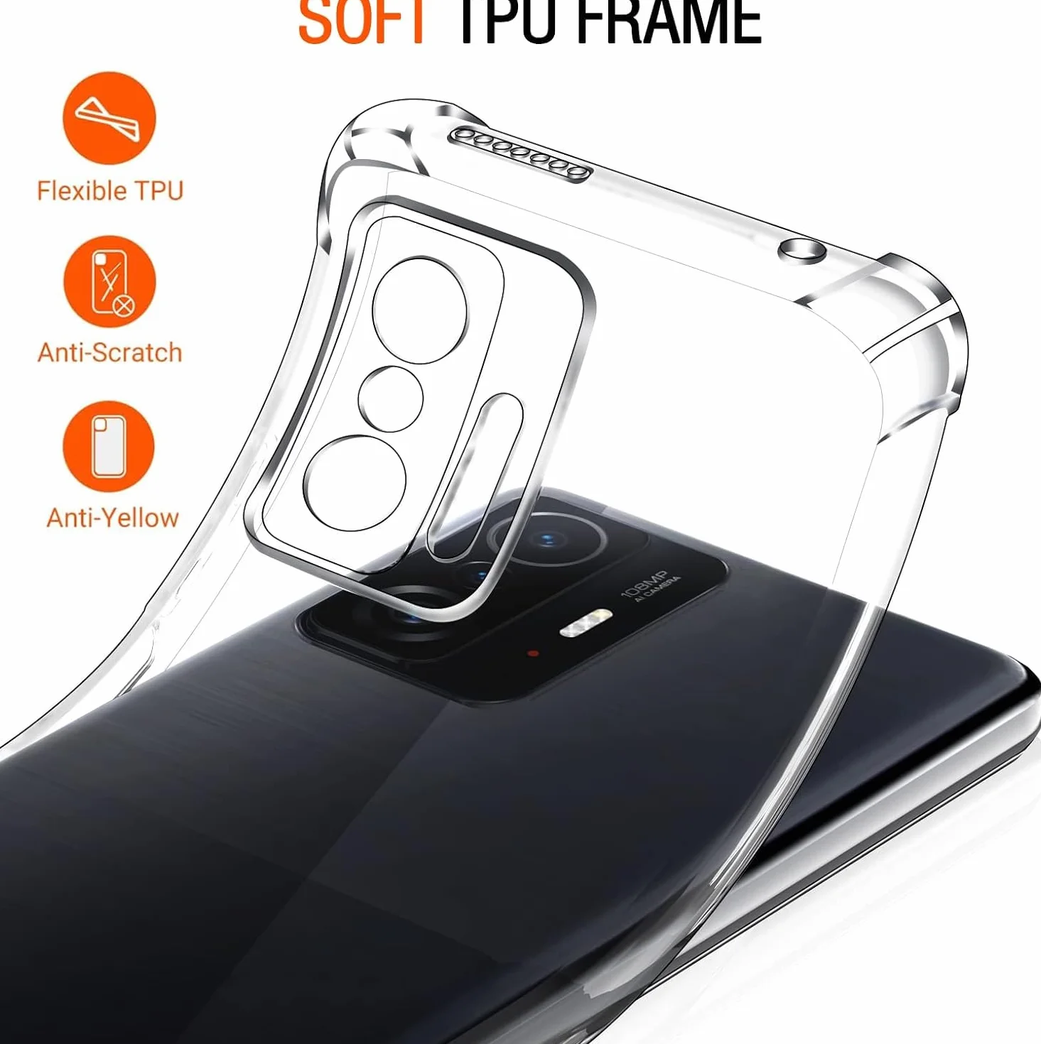 iVoler Cover per Xiaomi 11T 5G / Xiaomi 11T Pro 5G, Custodia Trasparente per Assorbimento Degli Urti con Paraurti in TPU Morbido, Sottile Morbida in Silicone TPU Protettiva Case