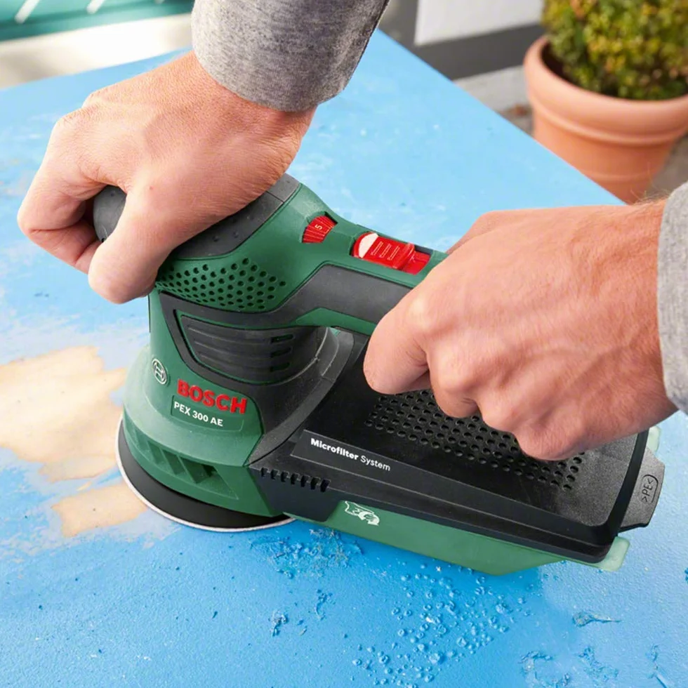Bosch Home and Garden 06033A3000 Bosch Levigatrice Rotoorbitale Universal PEX 300 AE, 270 W, Verde