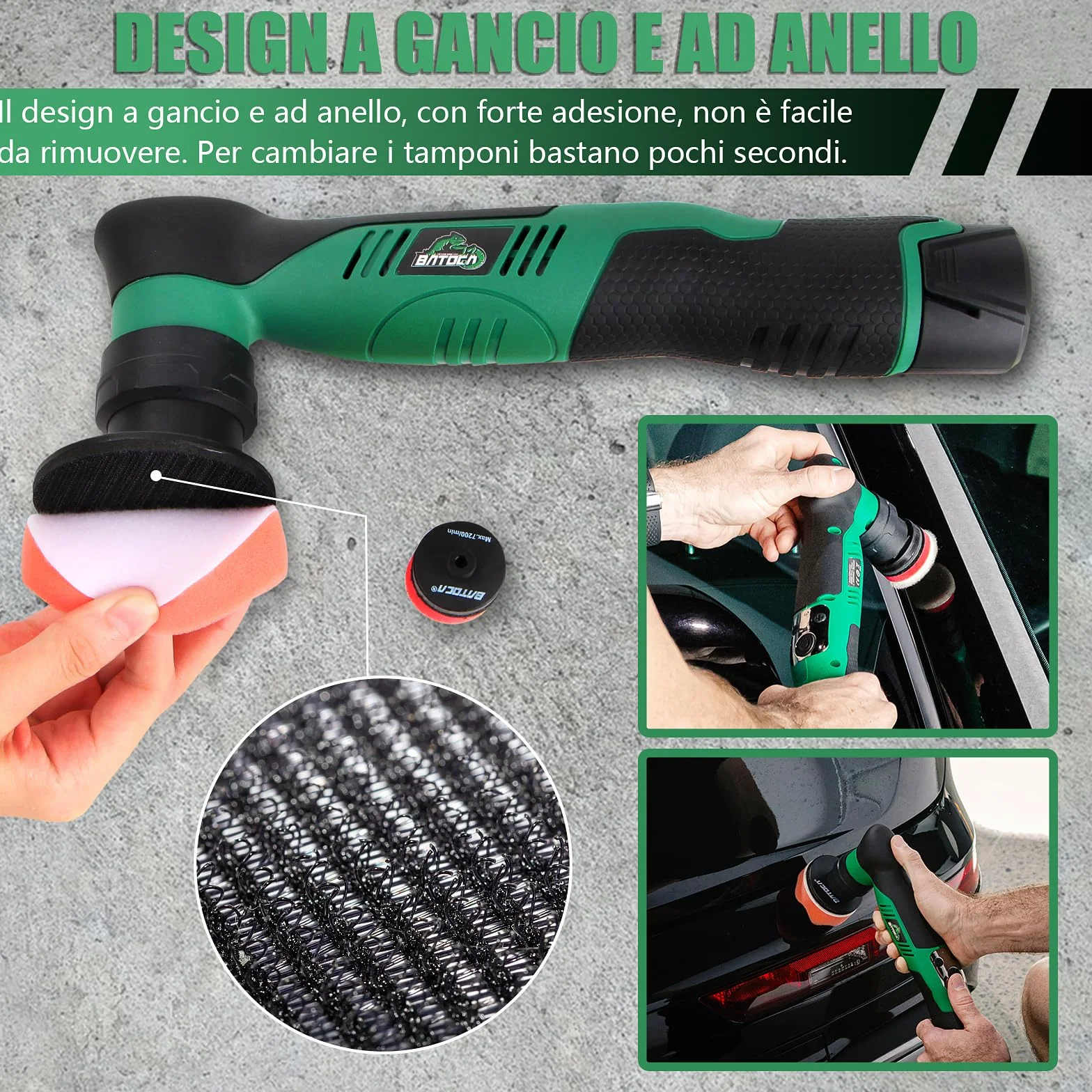 BATOCA S5 Mini Lucidatrice a Batteria 12V 2000-5500RPM Set per Dettagli Cura della Vernice DA&RO