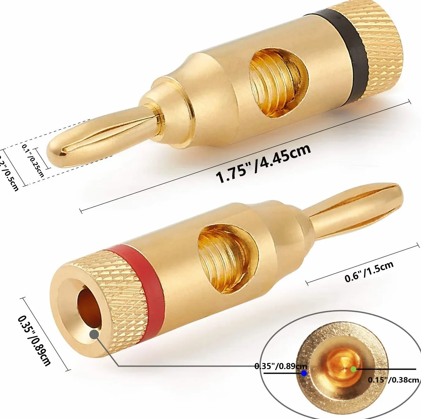 Gebildet 12pcs Spinotti Banana,24K Gold Plated Connettori Banana per Cavo Altoparlante,Piastra da Parete e Altro(6pcs Rosso e 6pcs Nero)