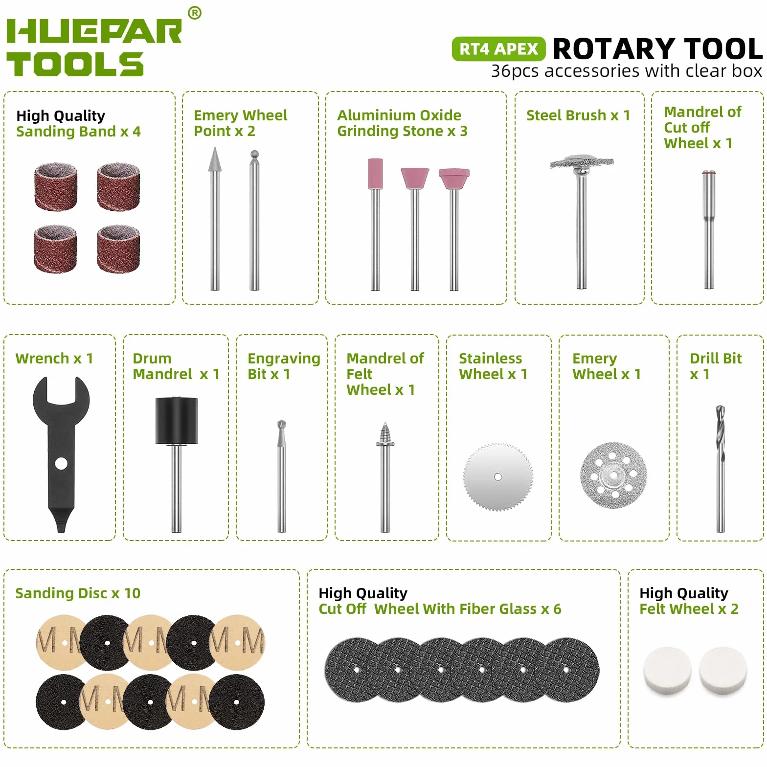 Huepar Tool Mini Trapano 4V MAX Utensile Multifunzione a batteria 51 Accessori Strumenti Rotativi 5 Marce 5000-25000 giri/min