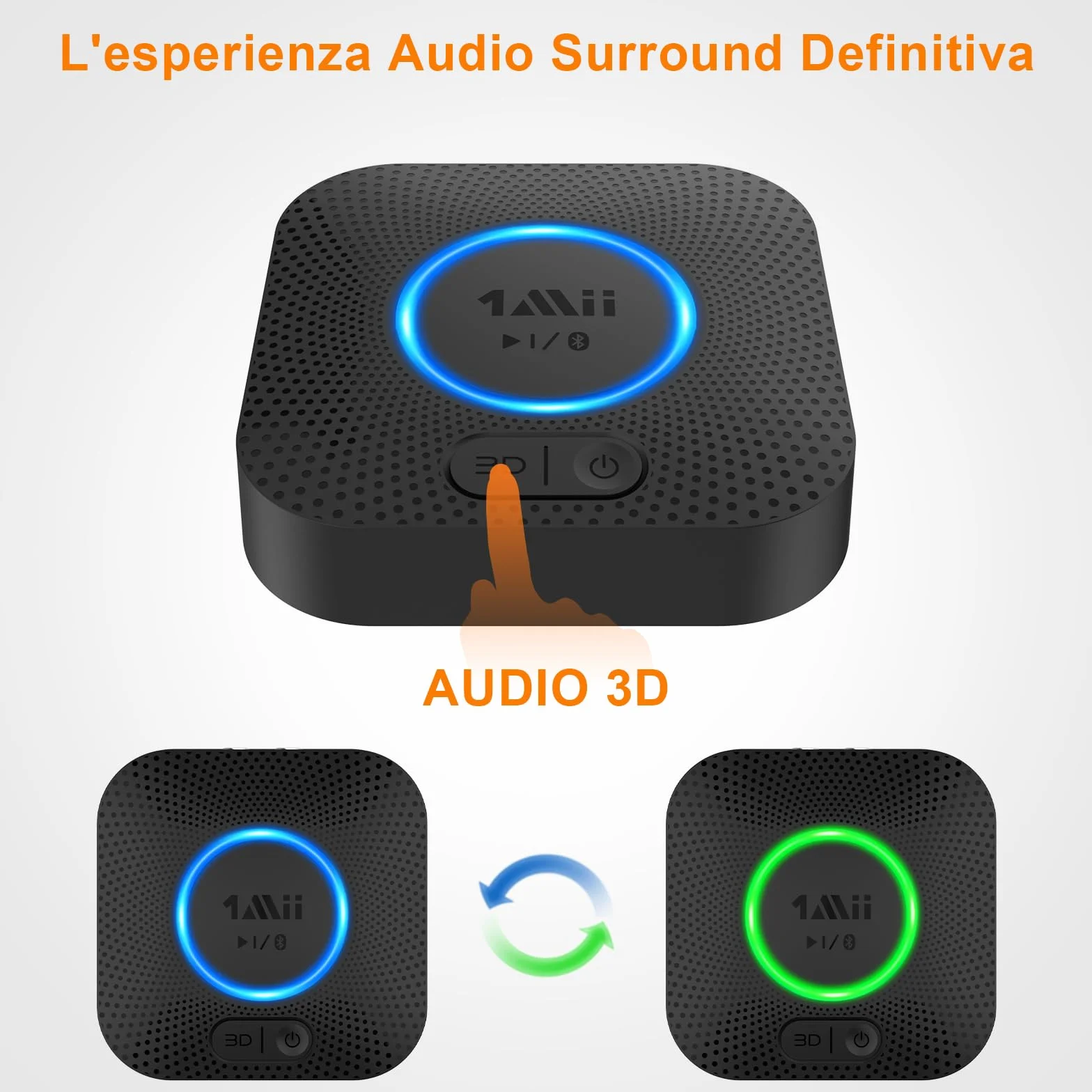1Mii Ricevitore Bluetooth 5.3, Adattatore Audio Bluetooth HiFi con Jack AUX 3,5mm e RCA, 3D Surround e aptX HD, Wireless per Amplificatore, Stereo Casa, Lungo Raggio 50m