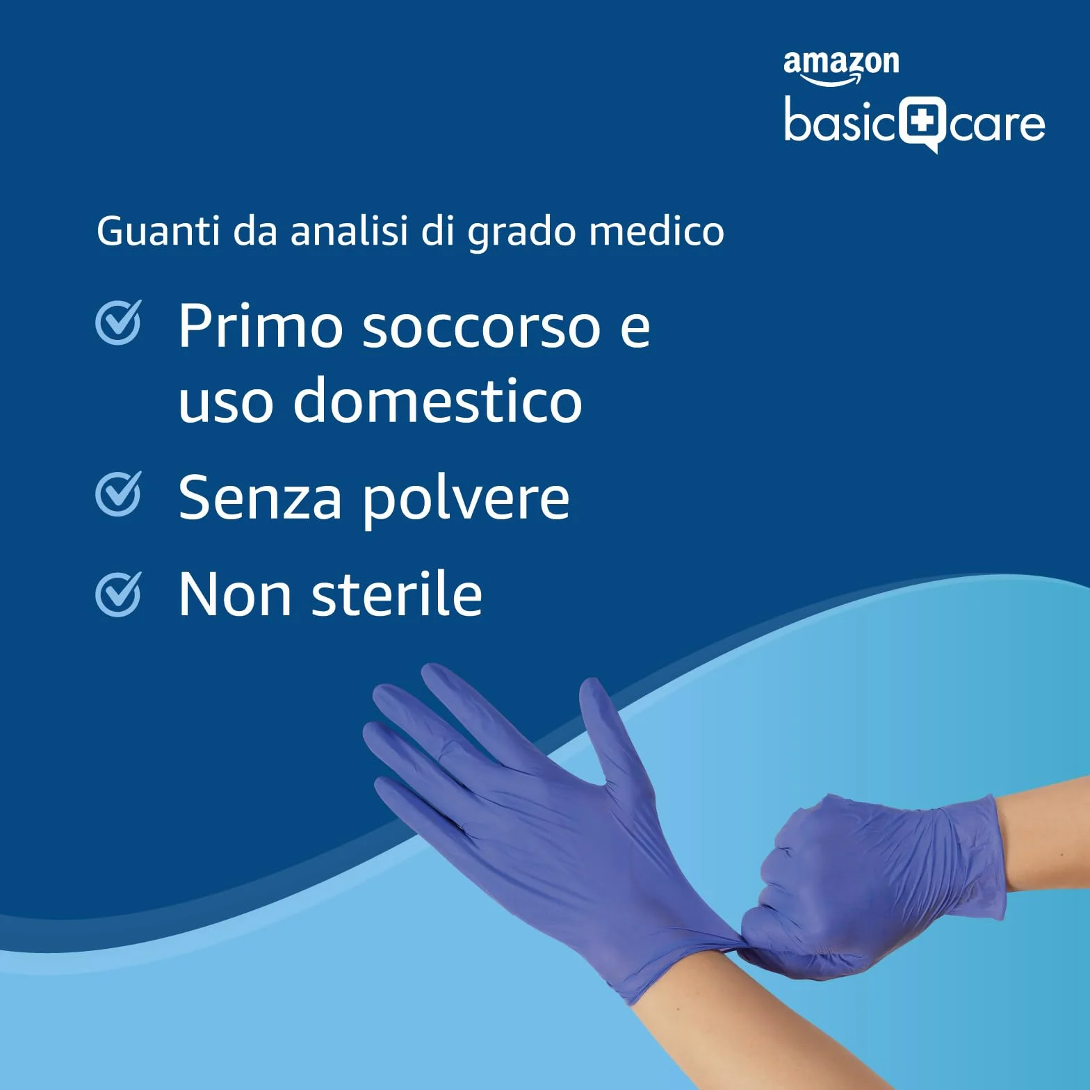 Guanti Monouso in Nitrile Blu Senza Polvere Taglia M Confezione da 100