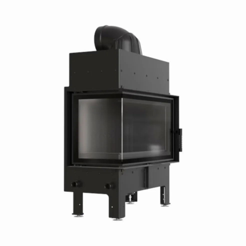 KRATKI Inserto per camino in acciaio a legna FLOKI 10 kW Ø200 sinistro A+ | Acciaio nero, efficienza 83,6%, classe A+. Ecodesign, BImSchV 2; per recupero calore.; combustione efficiente; Thermotec nero