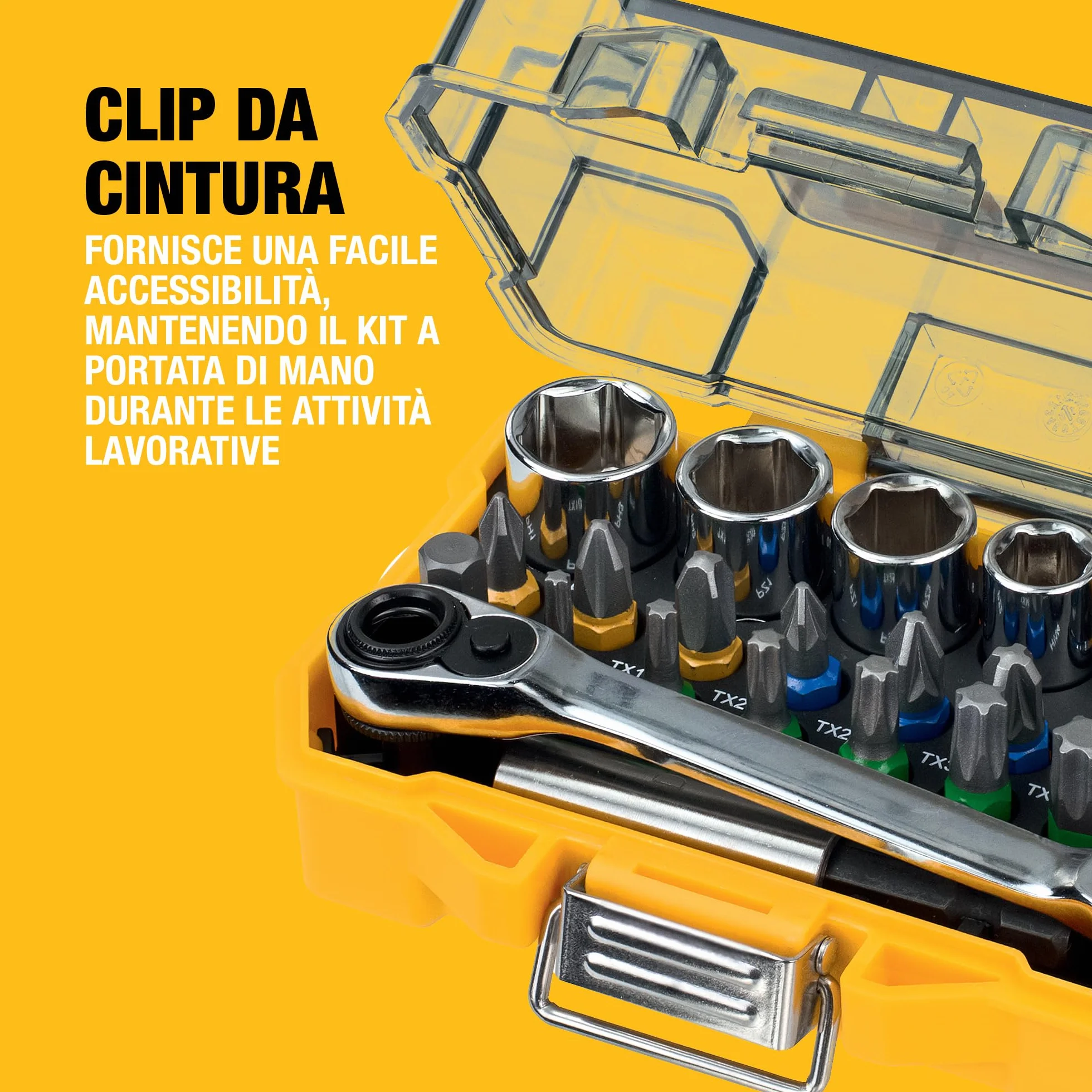 DEWALT Set di chiavi a bussola e cacciaviti extra piccoli da 25 mm (24 pezzi), DT71516-QZ