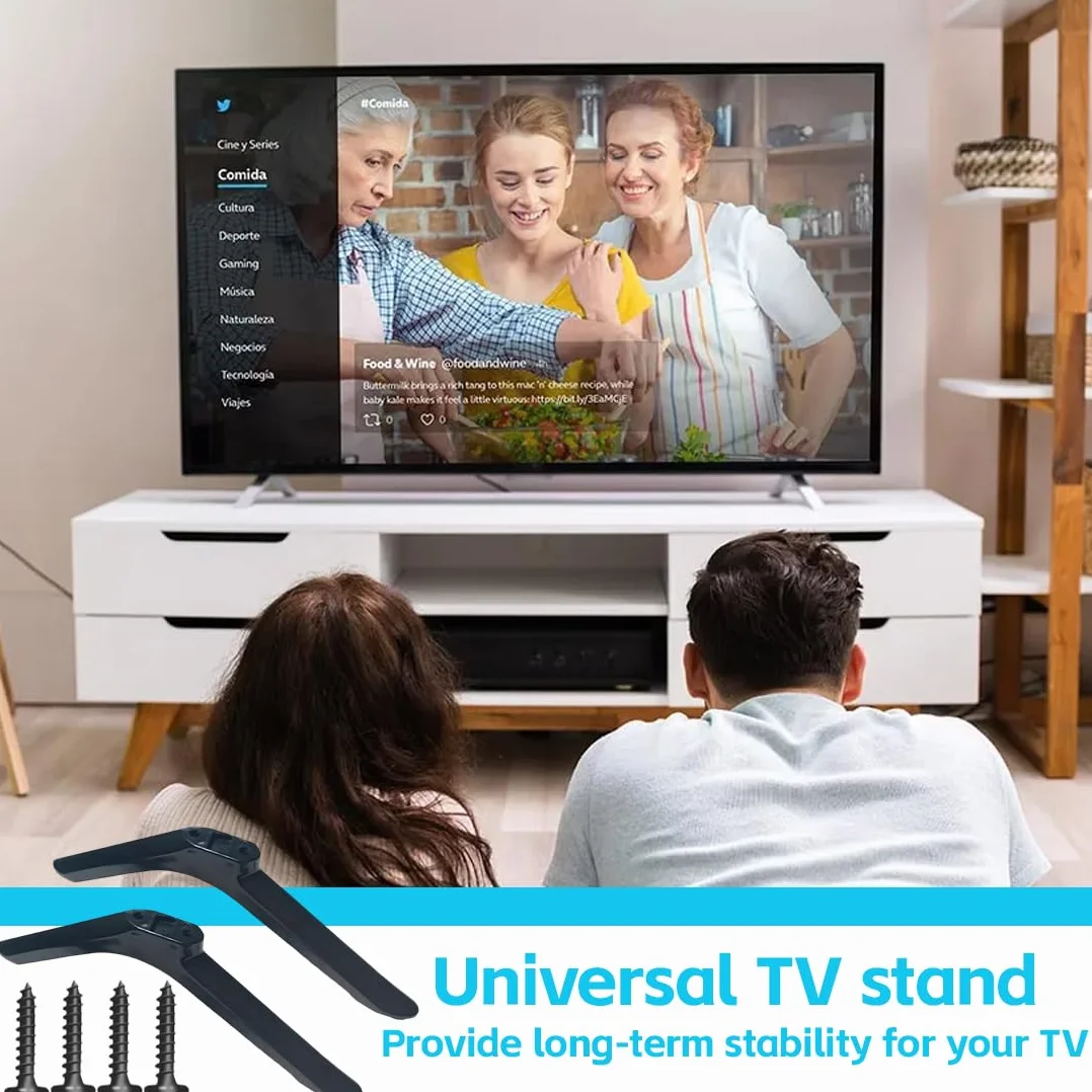 Piedistallo Universali per Supporto TV da Tavolo, base TV, per TVs da 30 a 55 LCD Pollici Support TVs in Plastica, Antiscivolo, Installazione Semplice, Supporto da Tavolo con Viti, Nero