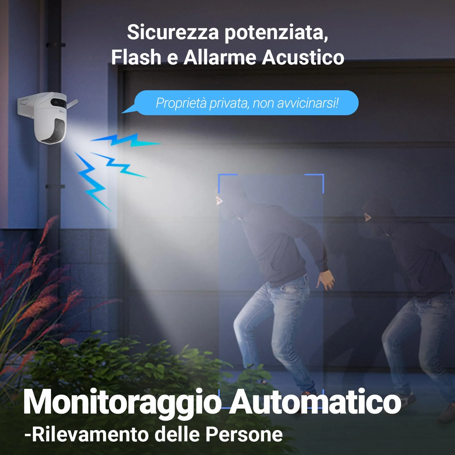 EZVIZ 10MP (5MP+5MP) Telecamera WiFi Esterno con Doppia Lente, Telecamera per Esterni a 360°, Visione Notturna a Colori, Rilevamento Persone/Veicoli, Audio Bidirezionale, Impermeabile, C9c Dual 3K