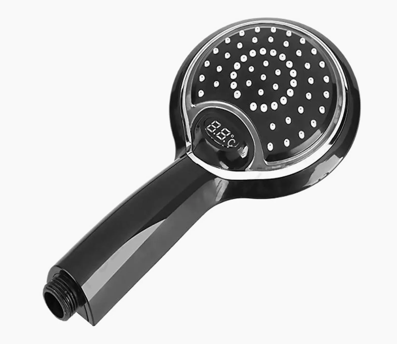 Soffione doccia a LED con sensore digitale, controllo della temperatura, 3 colori, getto d'acqua piovana, risparmio idrico, alta pressione, grande soffione doccia per bagno(Black)