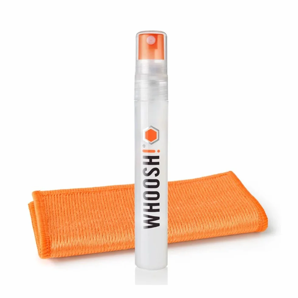 Whoosh! Screen Shine Pocket-Detergente Spray per Schermi 8ml, Con Panno in Microfibra Antimicrobico Antigraffio, Antipolvere e Atossico, Rimuove lo Sporco, Macchie e Batteri da qualsiasi Dispositivo