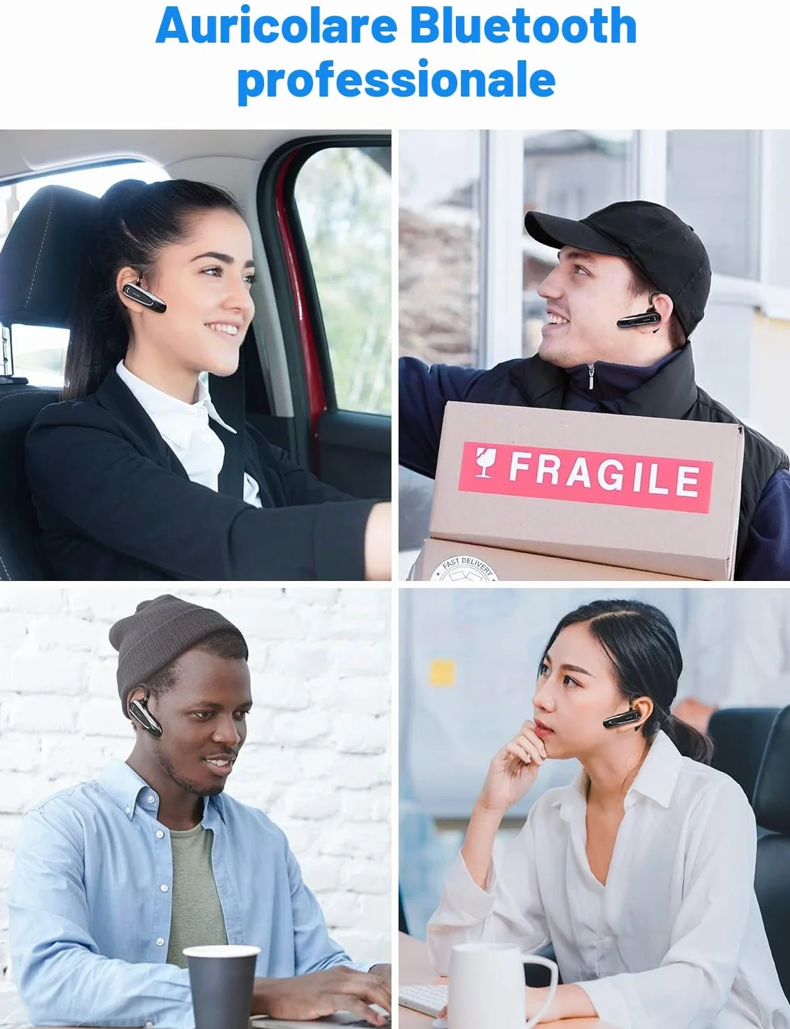 New Bee Auricolare Bluetooth Singolo con Doppio Microfono V5.0 Auricolari Bluetooth con 20 Ore Di conversazione, Microfono Muto, Connessione a due Dispositivi per iPhone, Android e Laptop