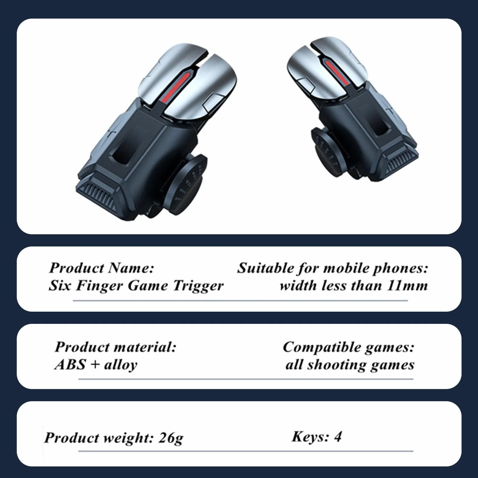 Trigger di gioco sul telefono cellulare - Trigger mobile, 2 controller di gioco per telefono | Controller di gioco intelligente con pulsante plug and play per telefono, per i giochi