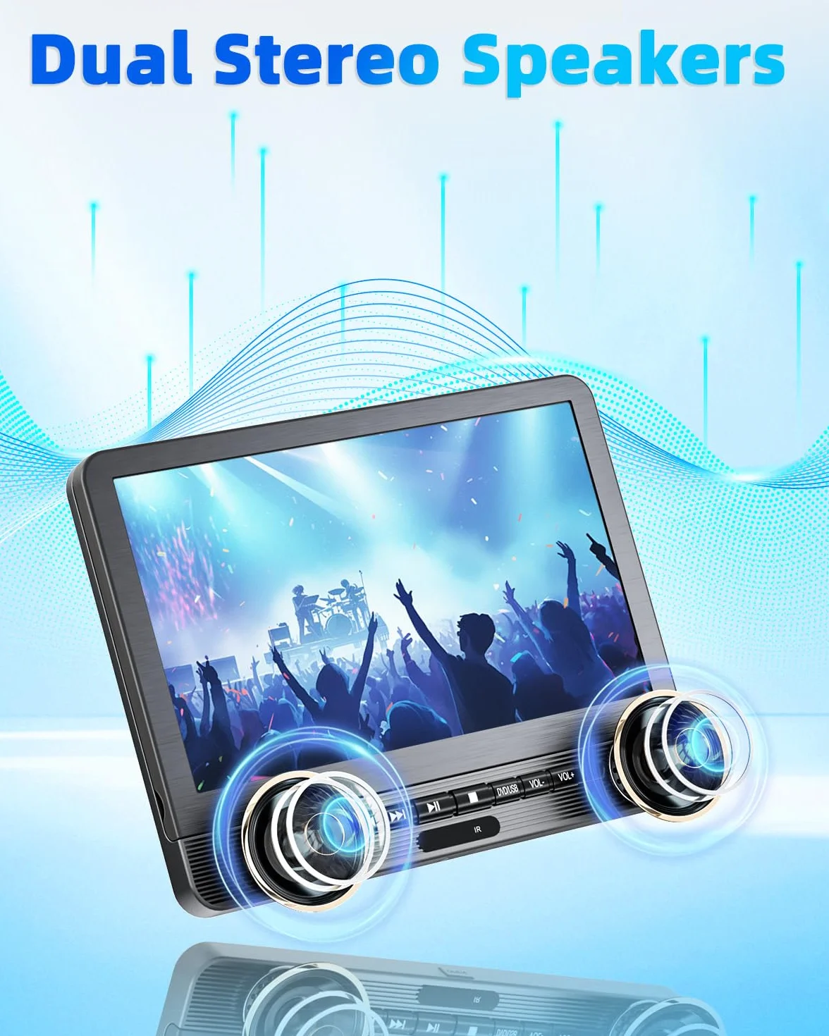 Arafuna 12" lettore DVD Auto con 2 schermi, poggiatesta per auto con batteria di 5 ore, supporto scheda USB/TF, sincronizzazione dello schermo e ultima memoria