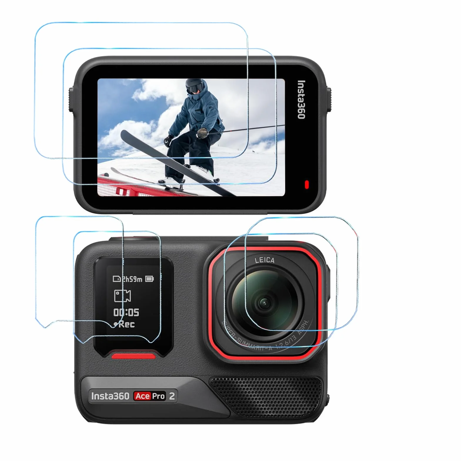 Pellicola protettiva per display Ace Pro 2-2 Pack per obiettivo e protezione schermo per Ace Pro 2 accessori, vetro temperato 9H, durezza HD, antigraffio, vetro temperato
