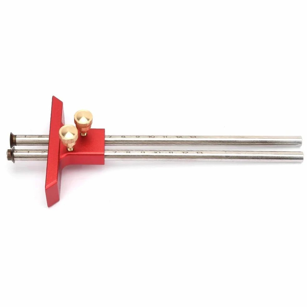 Nikou Marking Gauge- High Precision Woodworking Double Head Scriber Righer Clear Scale Marking Gauge Wood Scribe Tool Carpentry