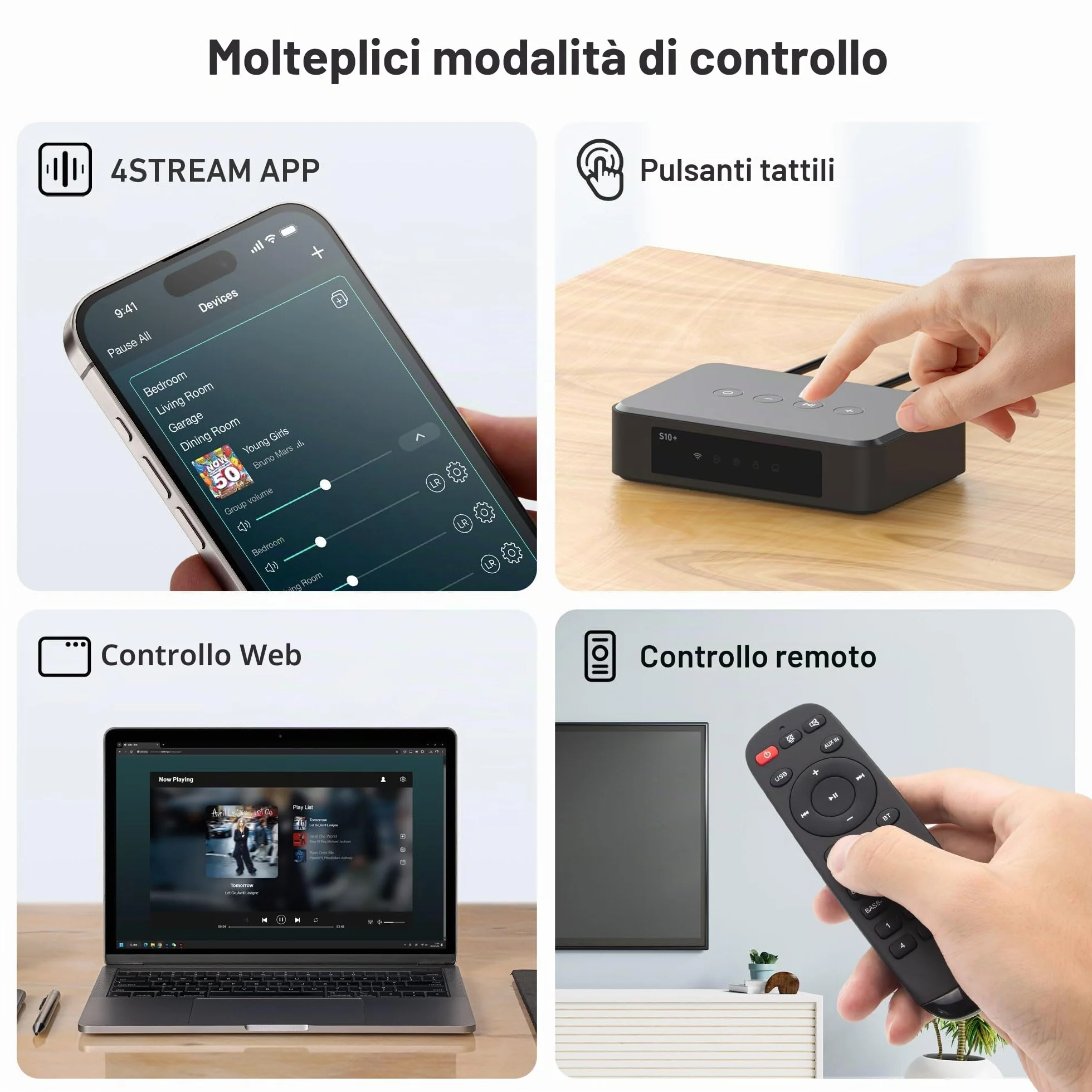 Arylic S10+ Ricevitore Audio AirPlay, Stereo Multiroom con uscita SPDIF, Streaming Musicale WiFi e Bluetooth, Trasmette Musica HD lossless da Spotify, Amazon Music, Tidal ecc.