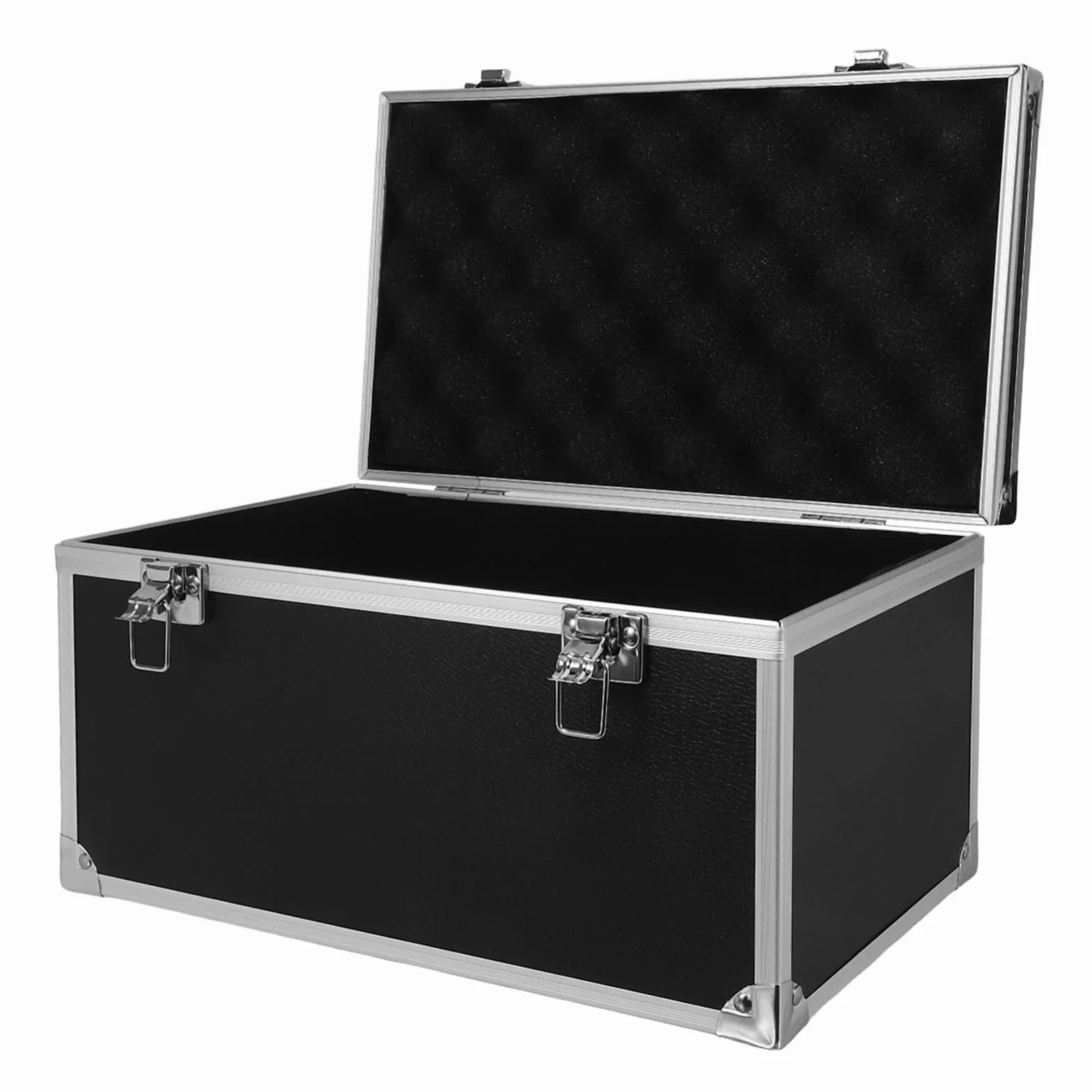 DOITOOL Valigetta Porta Attrezzi Chiusura Flessibile in Lega di Alluminio Nera, Resistente e Multifunzione Custodia Portatile per Utensili per Lavoro e Hobby