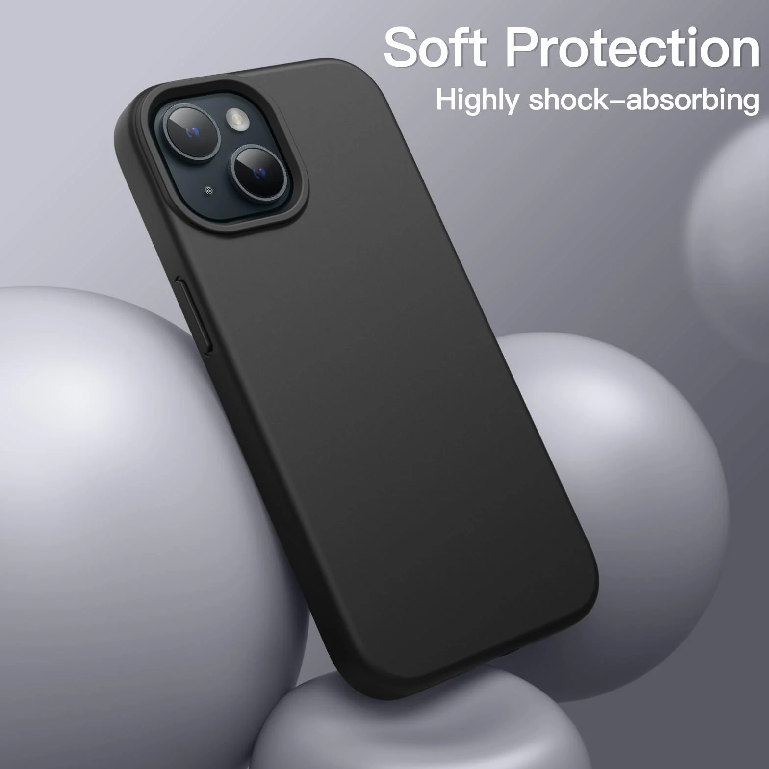 JETech Cover Silicone per iPhone 15 6,1 Pollici, Protettiva per Tutto il Corpo Morbida al Tatto, Custodia Antiurto (Nero)