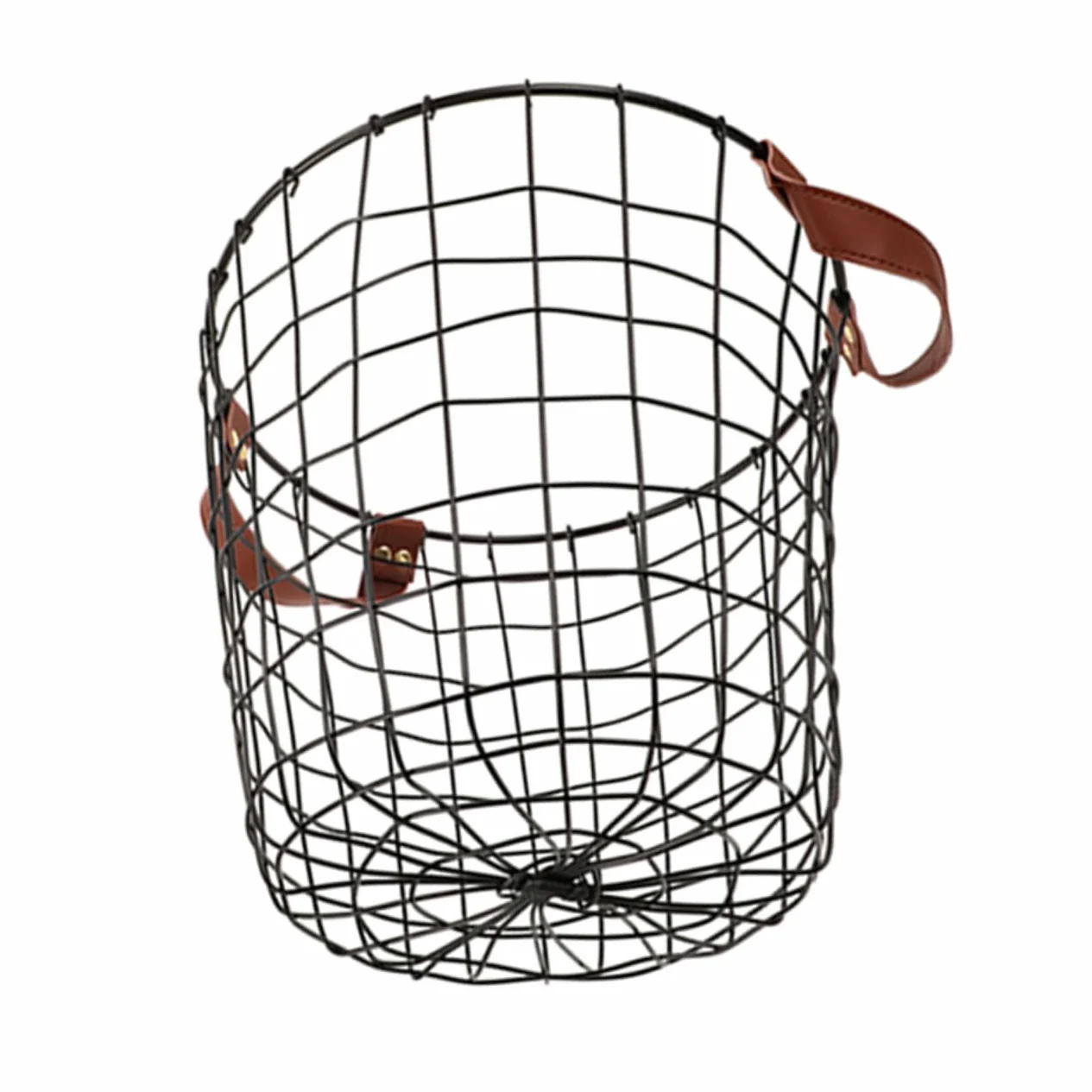Cesto Rotondo in Ferro per Legna con Maniglia, Stile Rustico | Struttura Ventilata, Grande Capacità e Portata Elevata, Adatto a Casa e Cucina