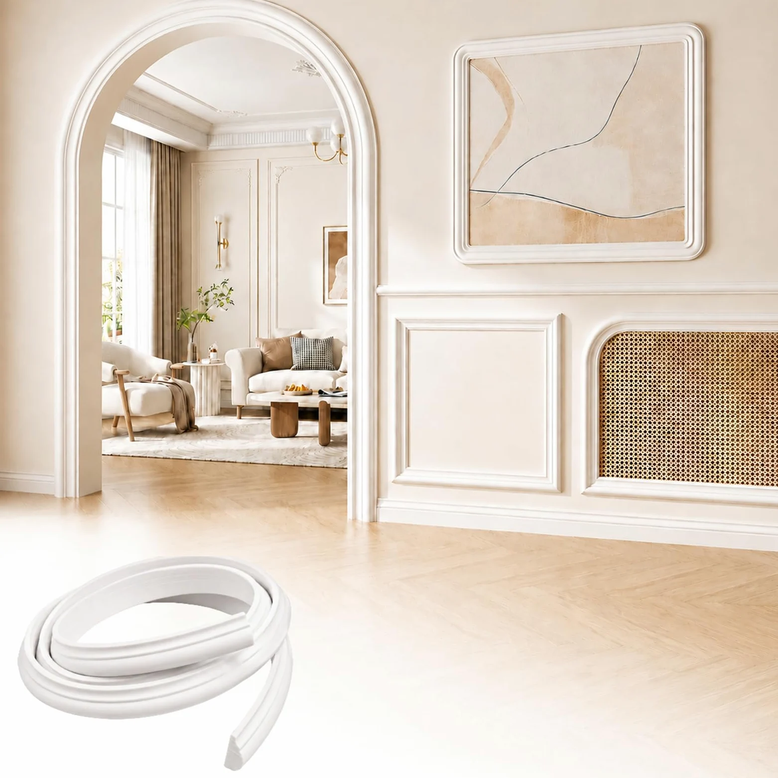 PVC Modanatura per Pareti Flessibile per Quadri, Porte, Boiserie, Specchi, Armadi E Rivestimenti Murali W 1.6cm, L 10m