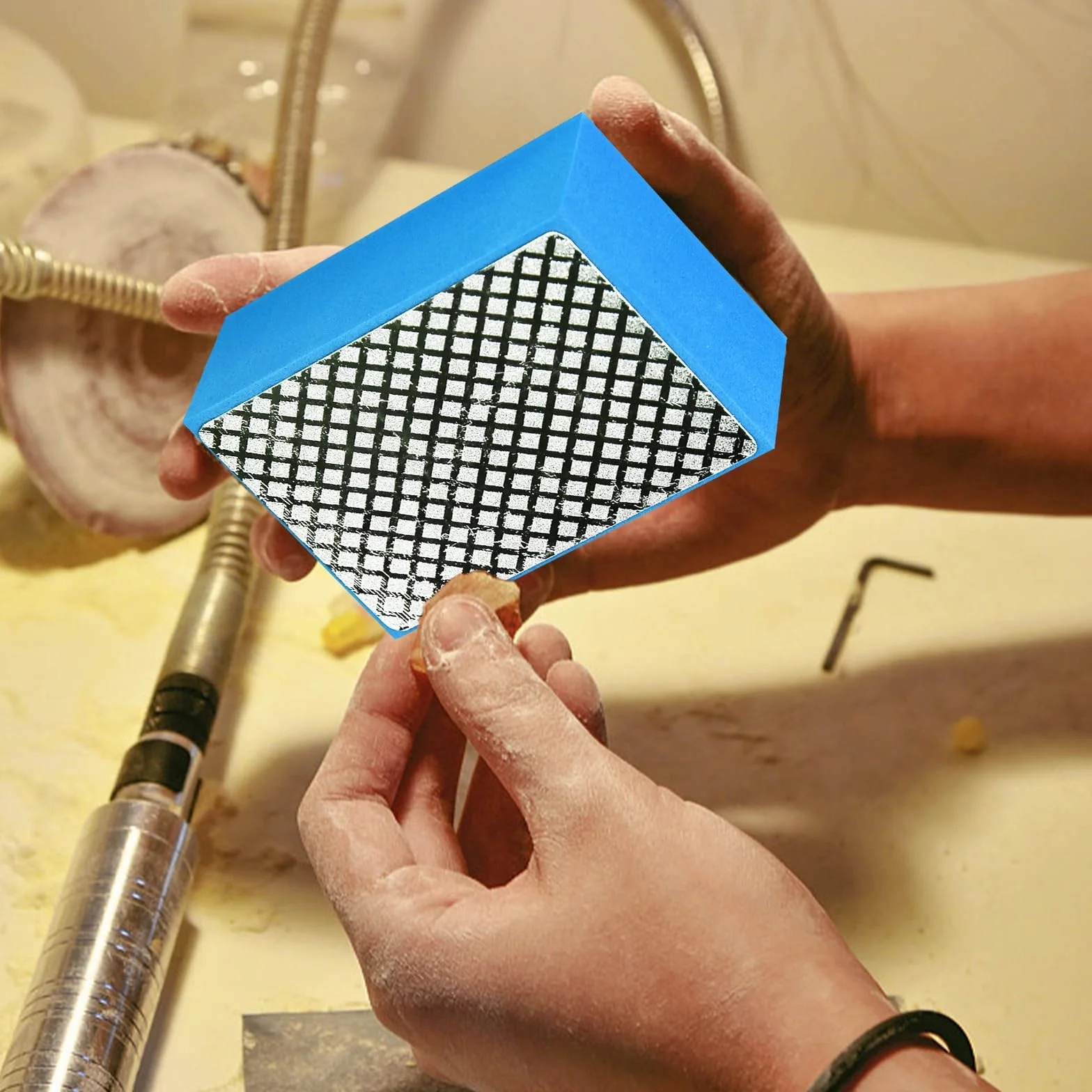 Diamantati Blocchi Abrasivi 5 Pezzi Mano Levigatura Pad Grana 60-1000 per Piastrelle Cemento Vetro Marmo