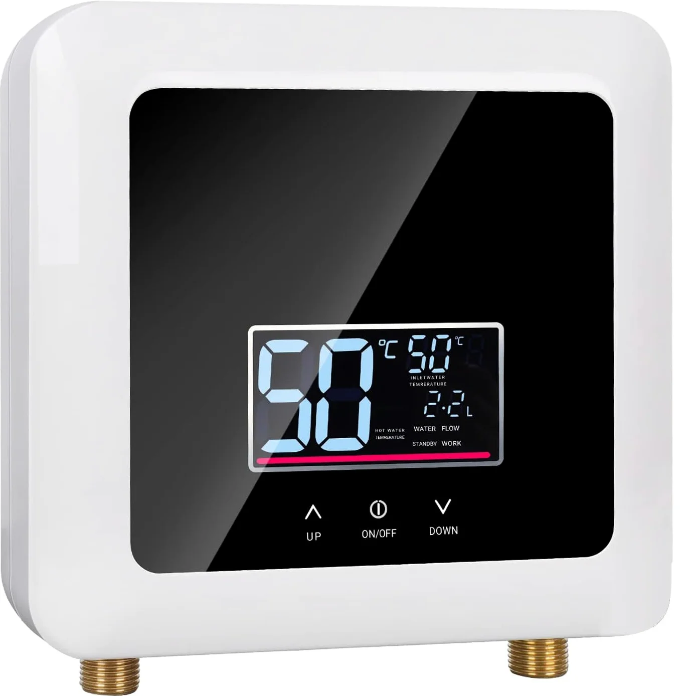 Scaldacqua istantanea elettronico, 7500 W 220V Scaldacqua | Istantaneo a Parete Mini Scaldabagno Istantaneo Elettrico con Display LED Della Temperatura, scaldabagno elettrico (White)