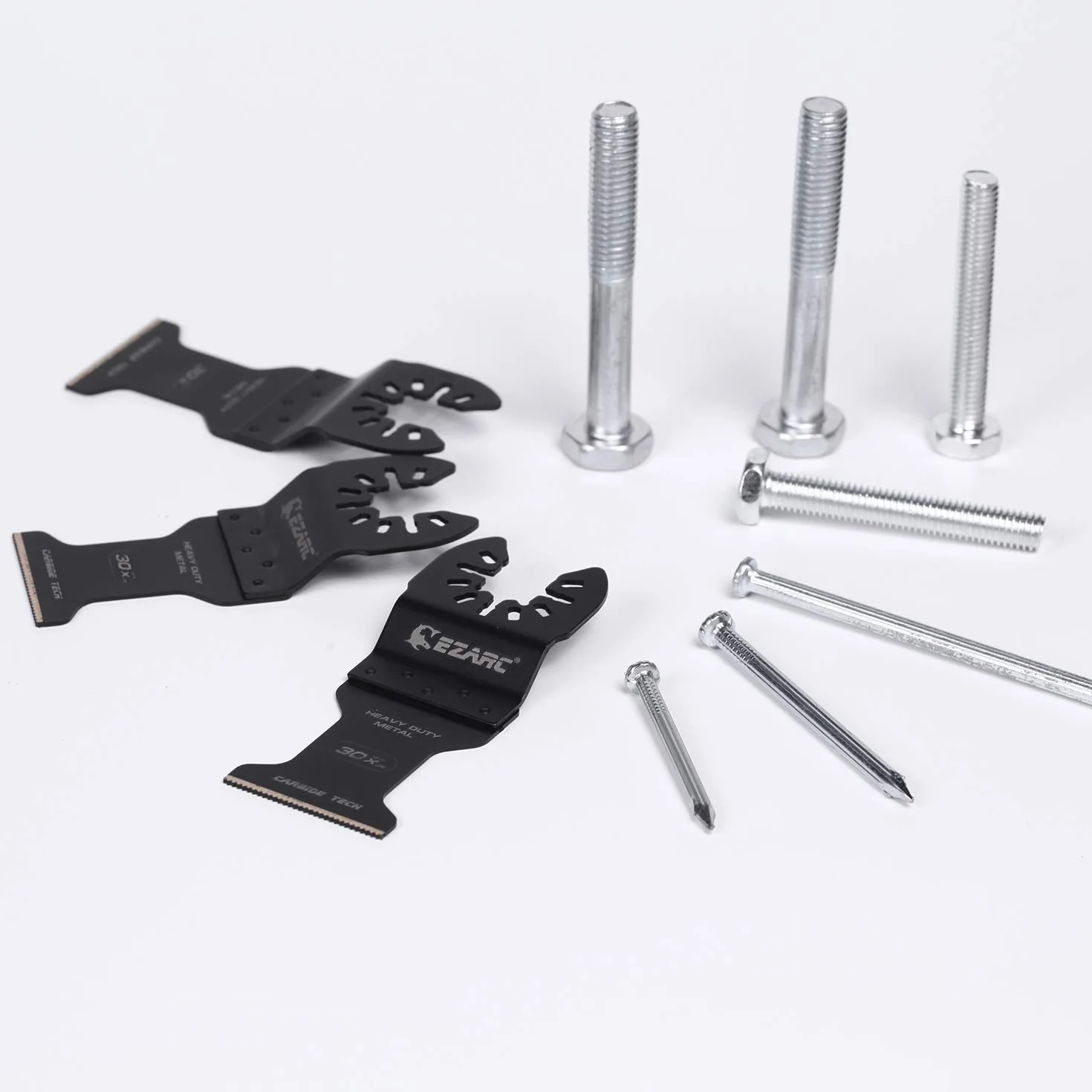 EZARC Lama al Carburo Multifunzione Accessori per Utensile Oscillante, Ideale per Materiale duro, Metallo Temprato, Chiodi, Bulloni e viti, 3 Pezzi