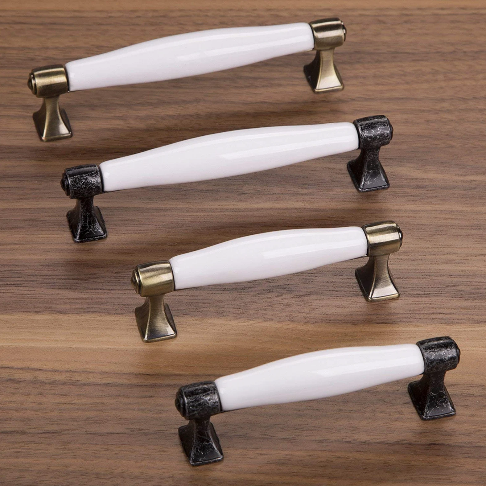 SOTECH SET da 128 mm 10 x Maniglie d'Epoca MARIE per Cucina Finitura Ottone | Antico Distanza Fori