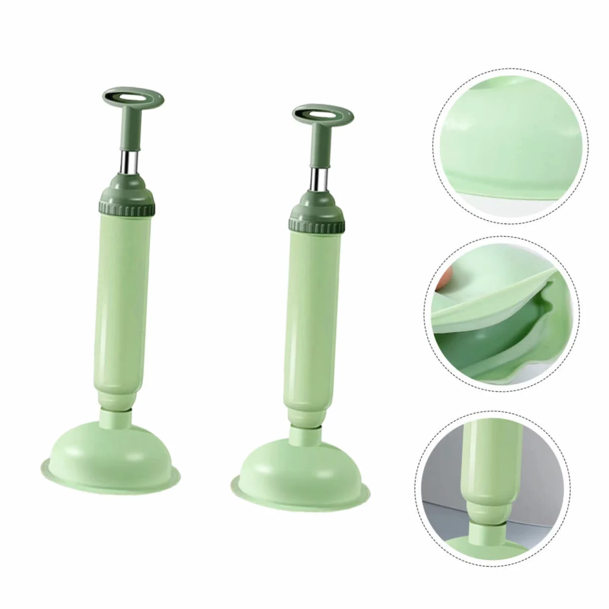 Ciieeo Stura Water a Pressione 2 Pezzi, Pompa Stura WC in PVC e Acciaio Inox, per Bagno e Cucina, Rimuove Blocchi Maggiore Pressione