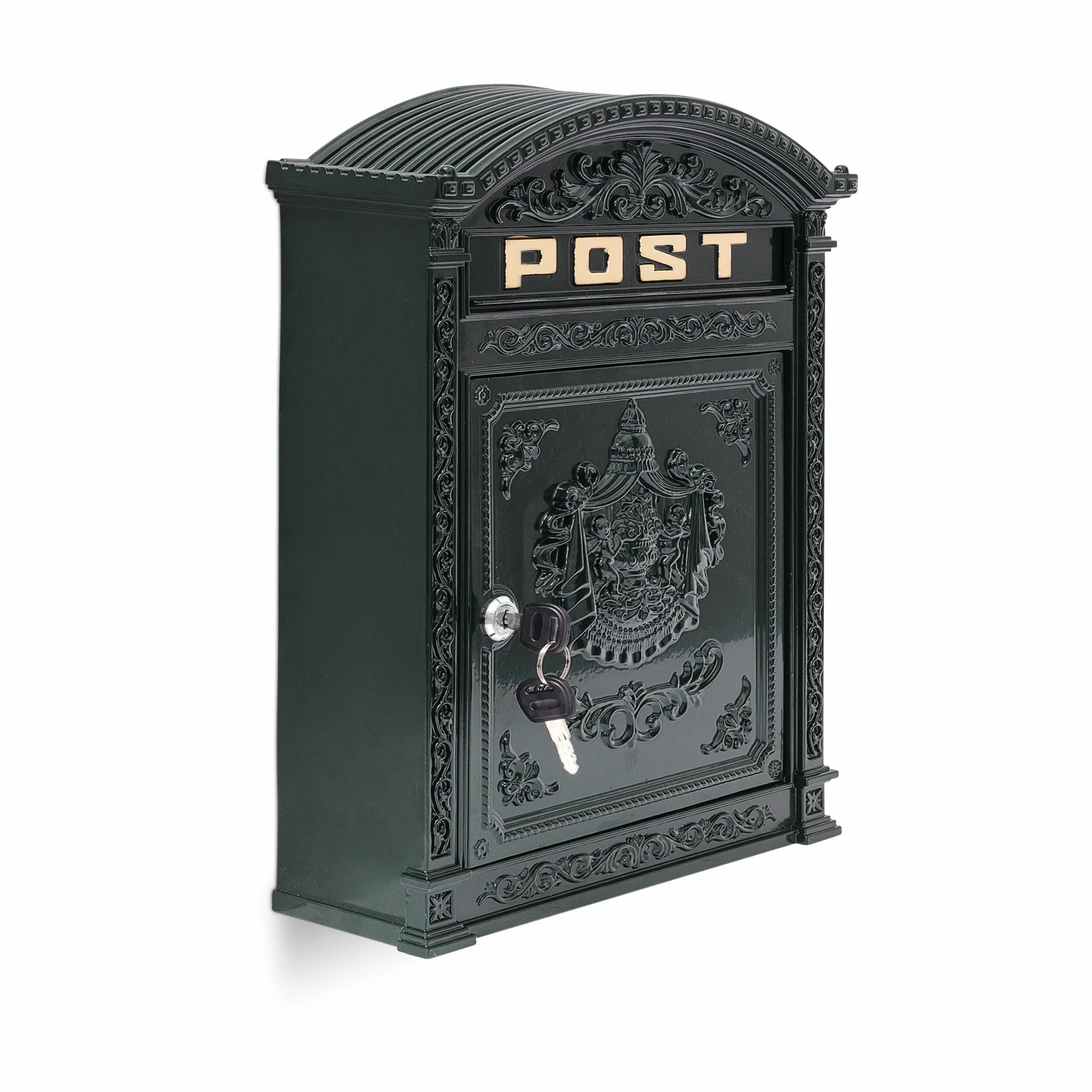 Relaxdays Cassetta delle Lettere Antico Verde, 44,5 x 31 x 9,5 cm, Scritta POST