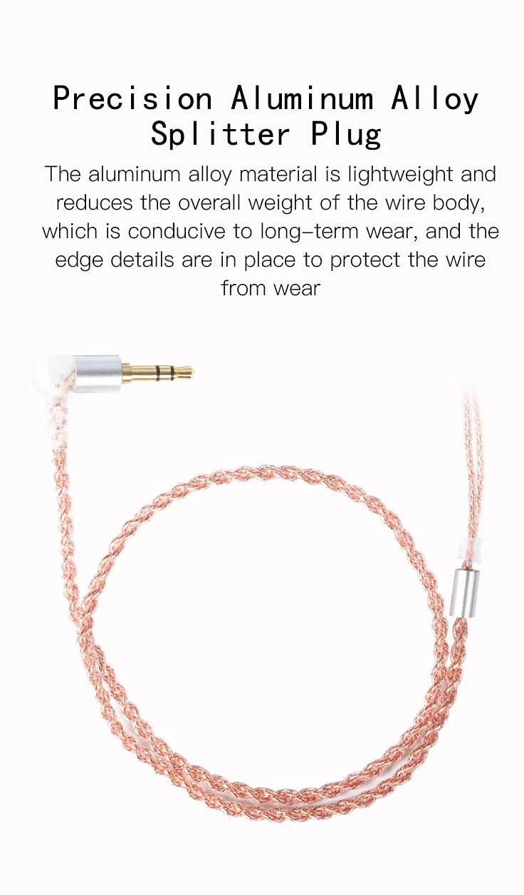 EZ EAR KBEAR - Cavo per auricolari, 4 N in rame senza ossigeno, cavo per monitor auricolari, migliora il suono per ES4, ZST ZSN ZS3, ZSR, C10, AS10, ZS10, V80, V90 (2 pin, 3,5 mm, nessun microfono)