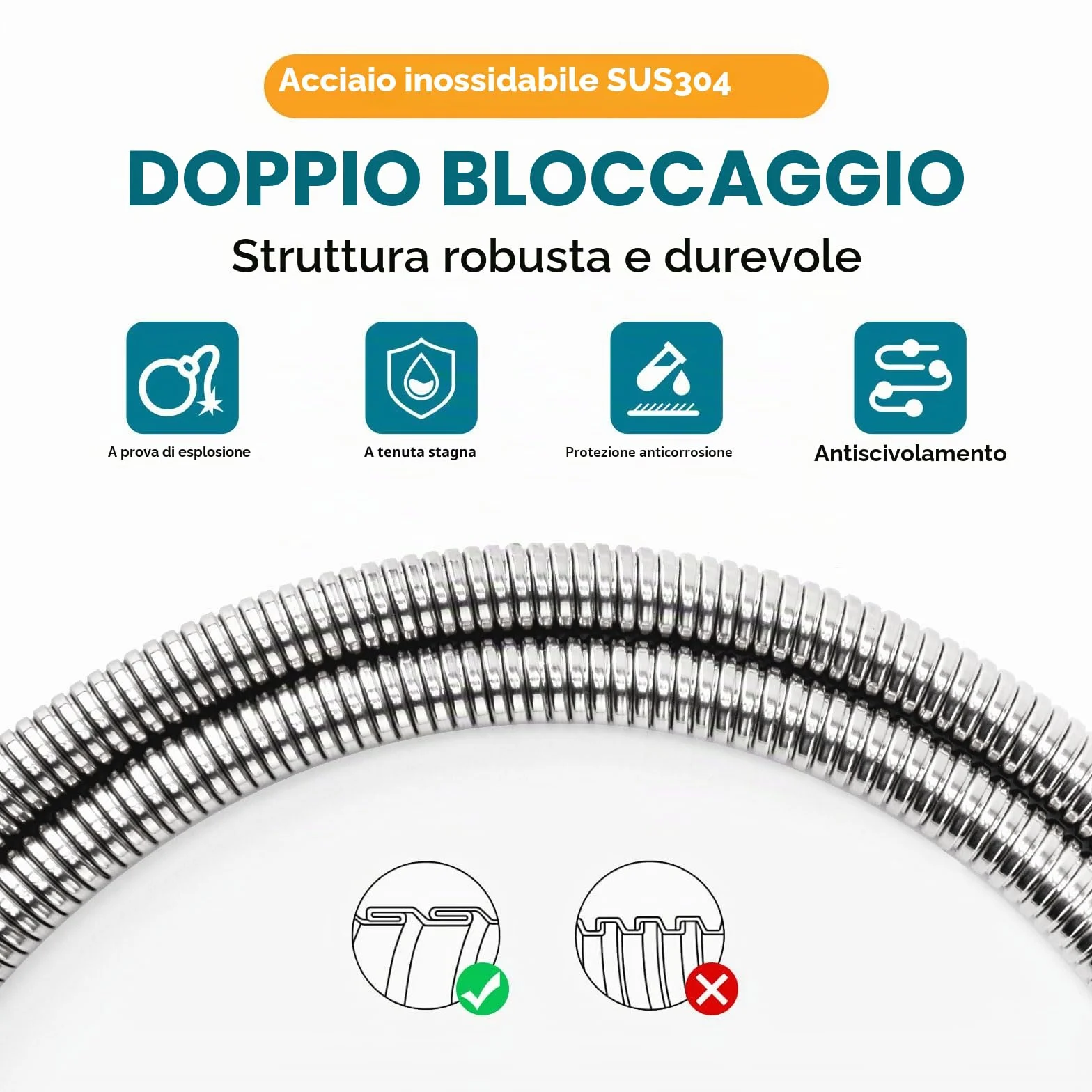 Flessibile Doccia Lungo 4 M Realizzato In Acciaio Inossidabile Tubo Doccia Anti-Attorcigliamento Anti-Esplosione Con Connettore In Ottone Crittografia Tubo Doccia