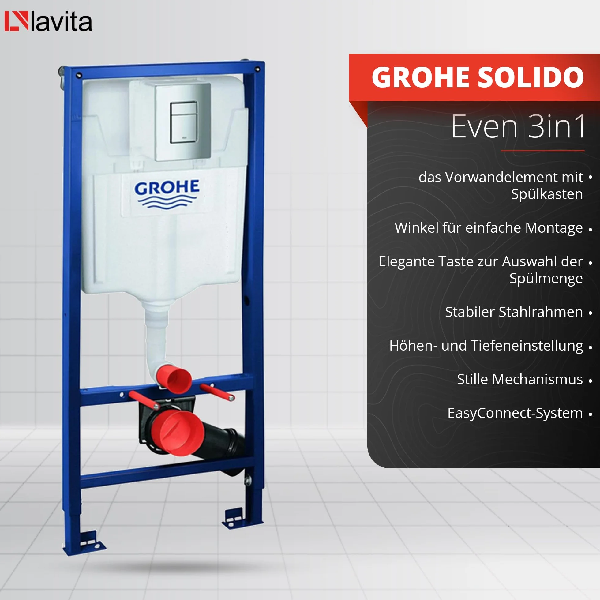 Grohe Elemento zestaw WC: piastra a leva cromata, lavabo Sofi bez obrzeża, sedile WC z cichym domykiem, wspornik ścienny
