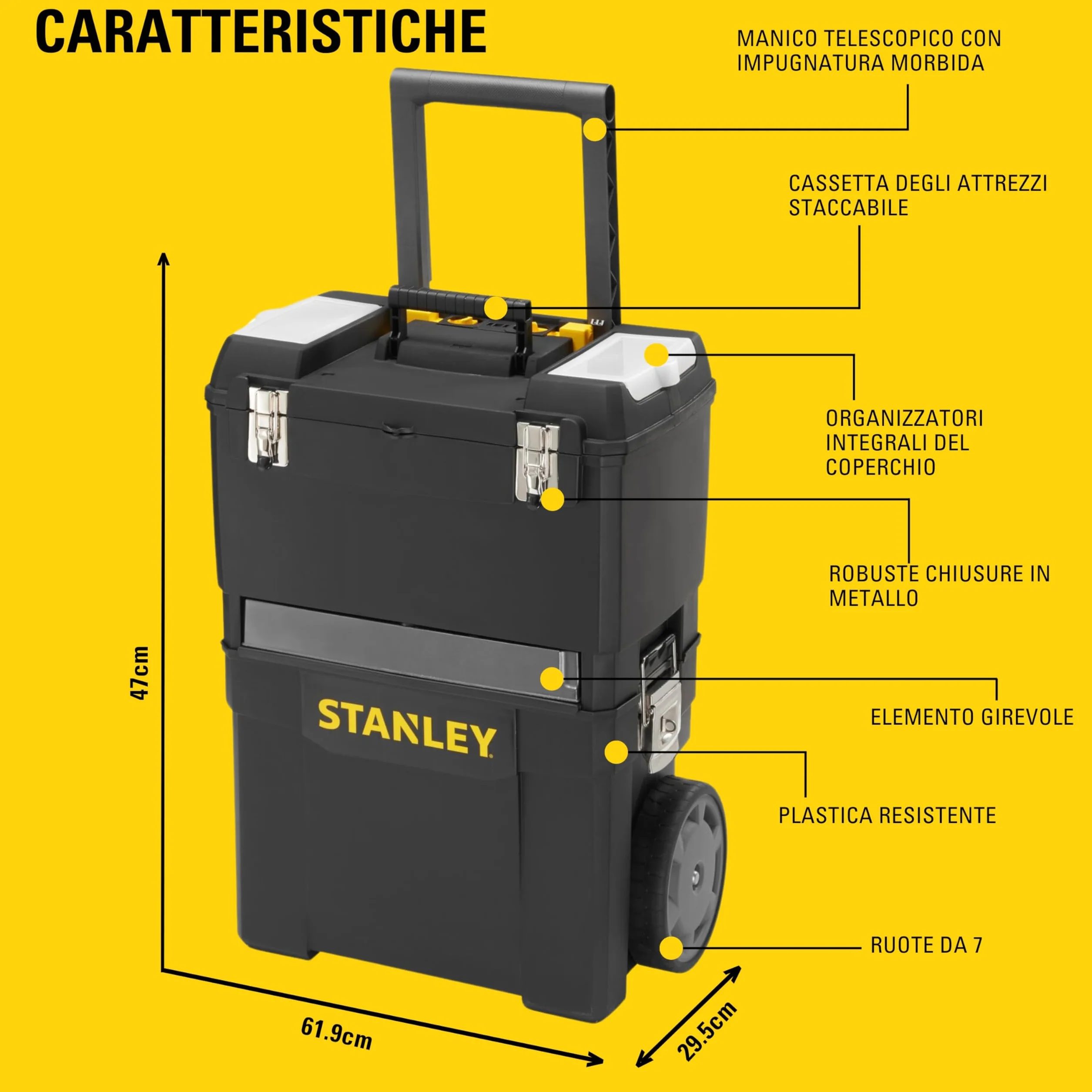 STANLEY Centro di lavoro mobile 2 in 1 1-93-968 con unità impilabili e cassetta degli attrezzi rimovibile