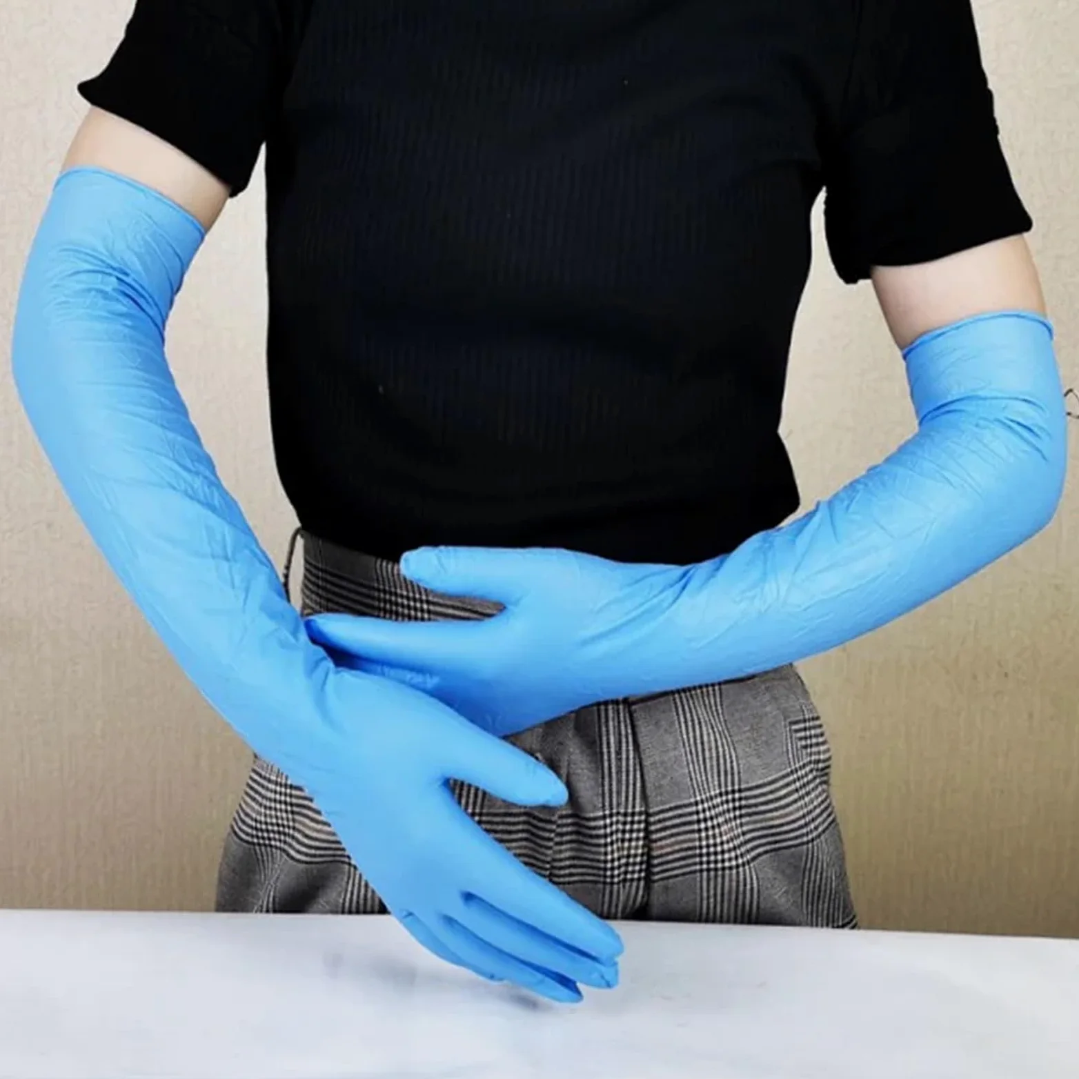 Clean Long Rubber Flexible Waterproof Dishwashi Acid And Alkali Resistant Kitchen No Deformation Tools Nitrile Gloves per cucina, lavaggio stoviglie, bagno(S)