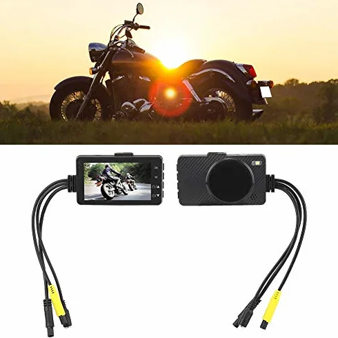 Telecamere per motociclette DVR, Registratore video moto con doppia lente 1080P/480P, IP68 impermeabile, LCD 3 pollici