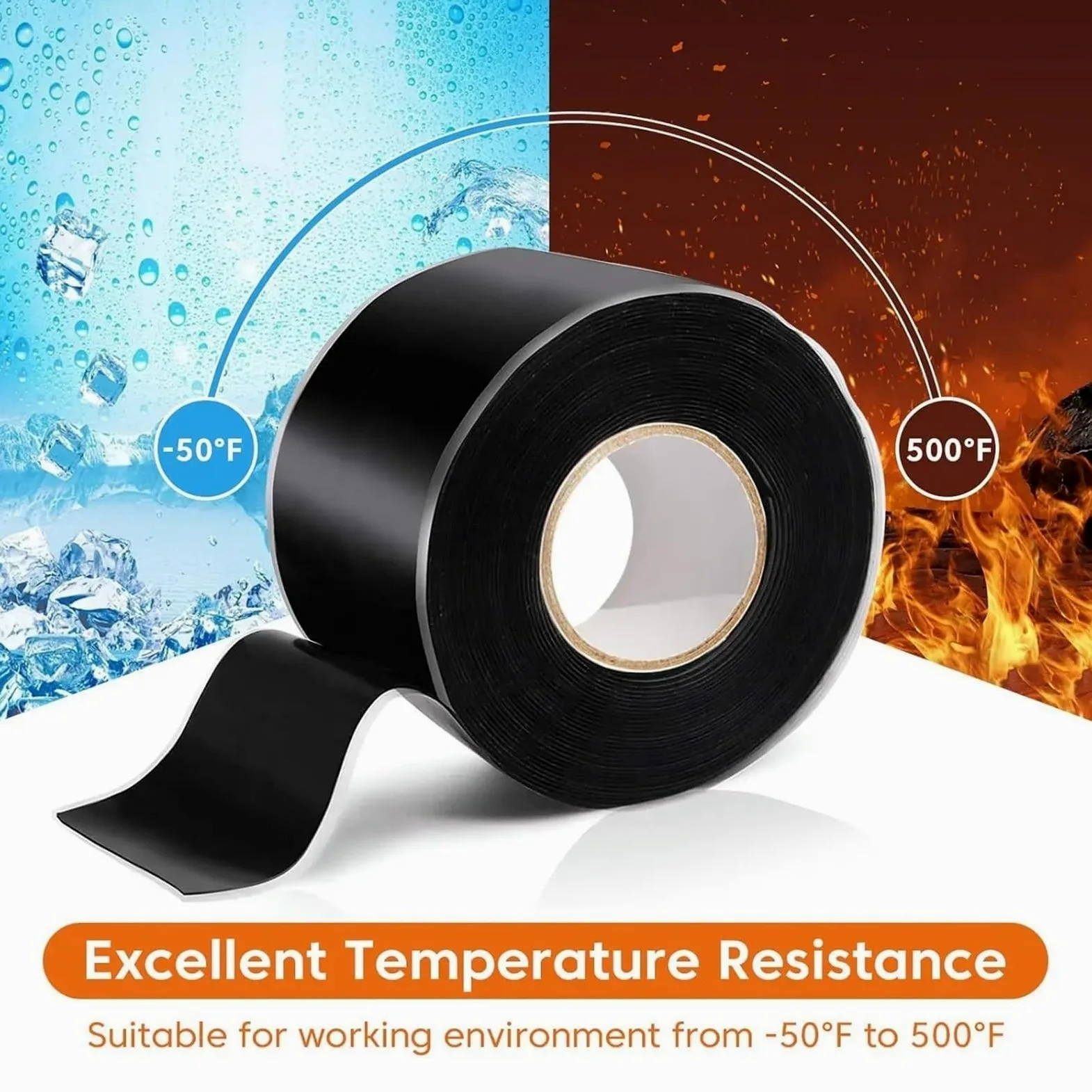 Nastro isolante autofondente in gomma siliconica | Multicolor 12 rotoli 2,5 cm x 300 cm x 0,5 mm Riparazione: tubi flessibili, tubi, cavi, radiatori(White)