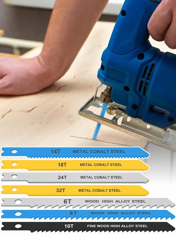 Set di 34 lame per seghetto alternativo 14TPI, 18TPI, 24TPI, 32TPI, 6TPI, 8TPI, 10TPI per il taglio di metallo, legno e plastica lama per seghetto alternativo in acciaio al carbonio per tagli veloci e