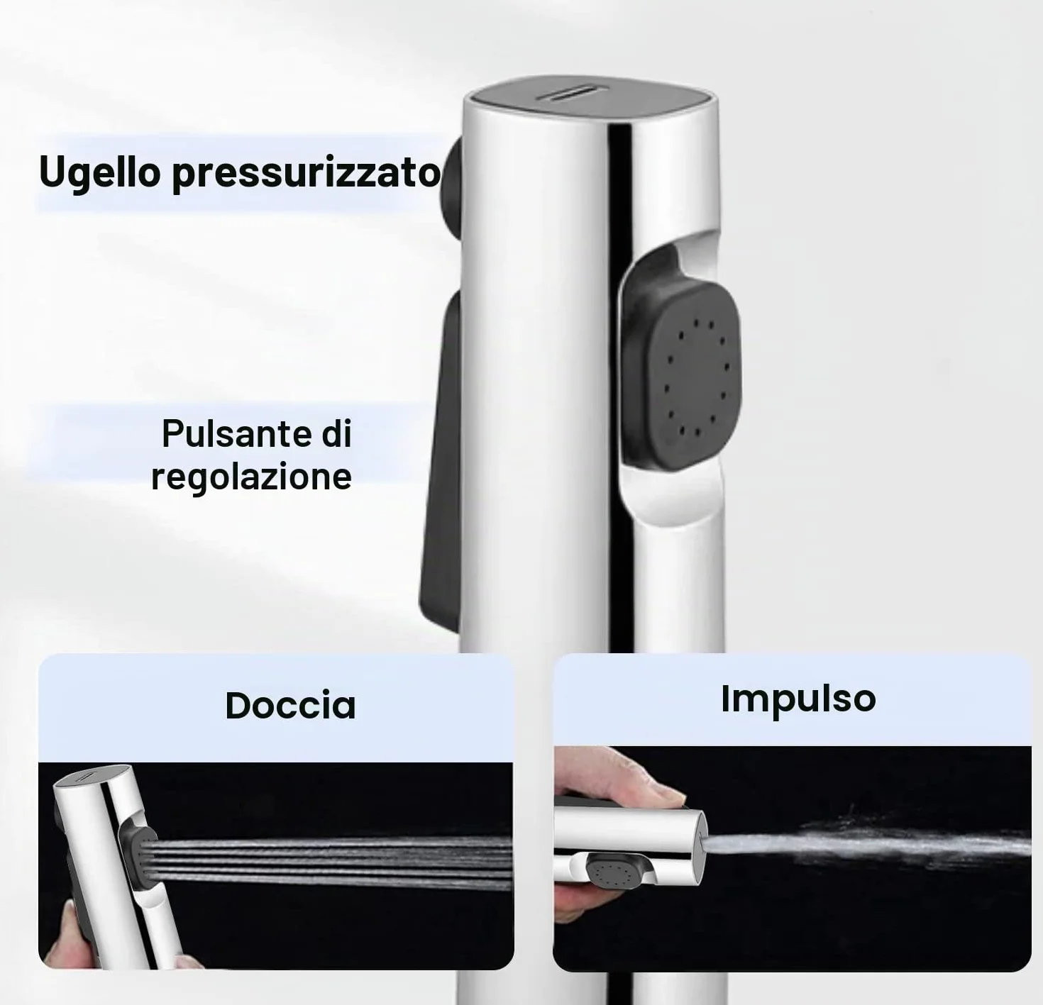 Kit Doccetta per Bidet Portatile ABS Spruzzatore WC Doppia Modalità Doccia Deviatore 2 Vie Tubo Flessibile 150 cm Supporto