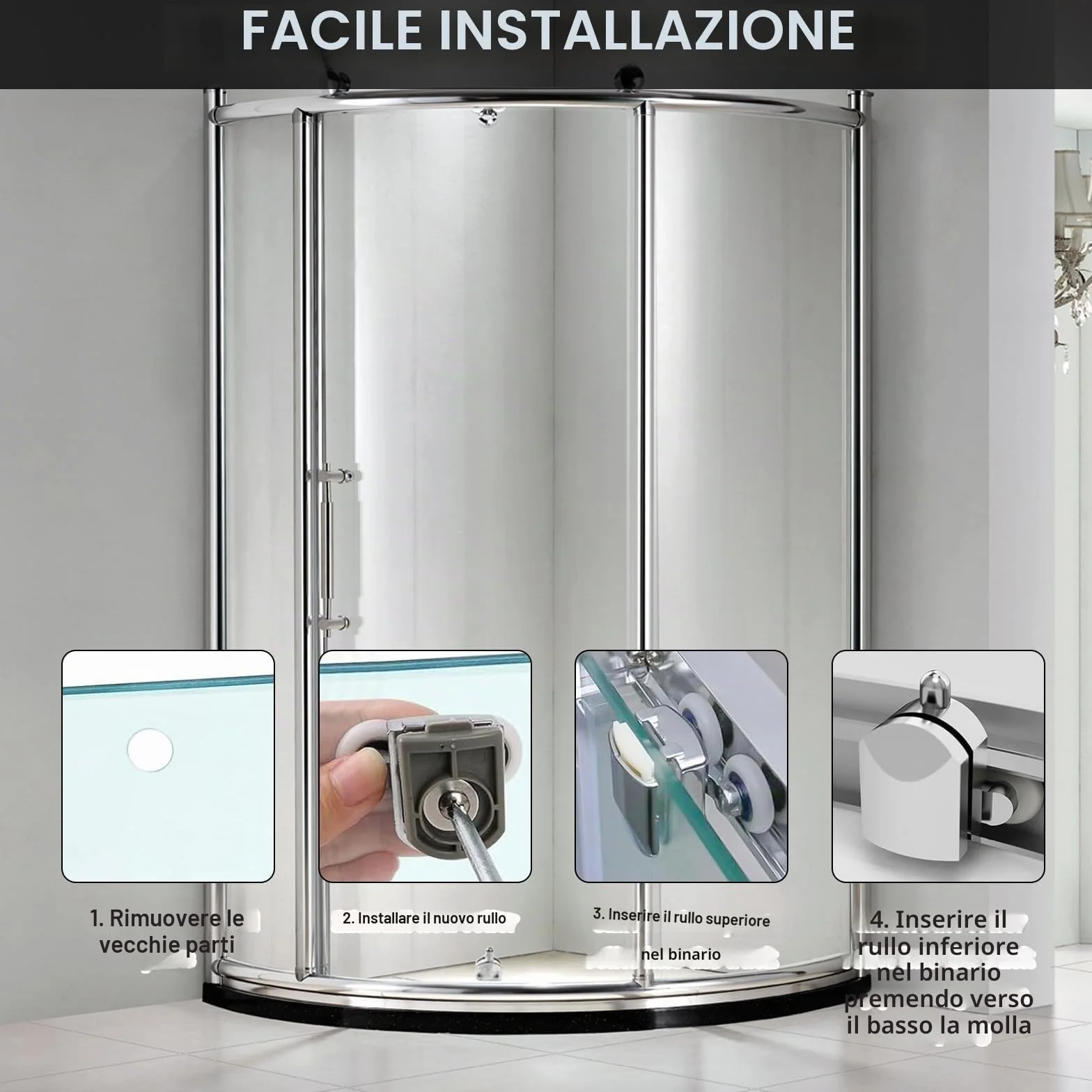 Ruote per porta doccia 23 mm porte scorrevoli in vetro bagno