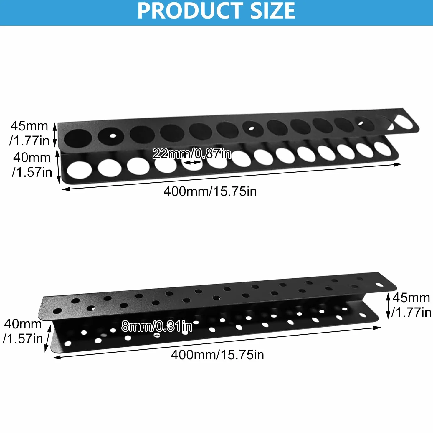 Set Porta Attrezzi da Parete 2 Pezzi, Porta Pinze e Cacciavite 40 cm, Acciaio al Carbonio, Nero
