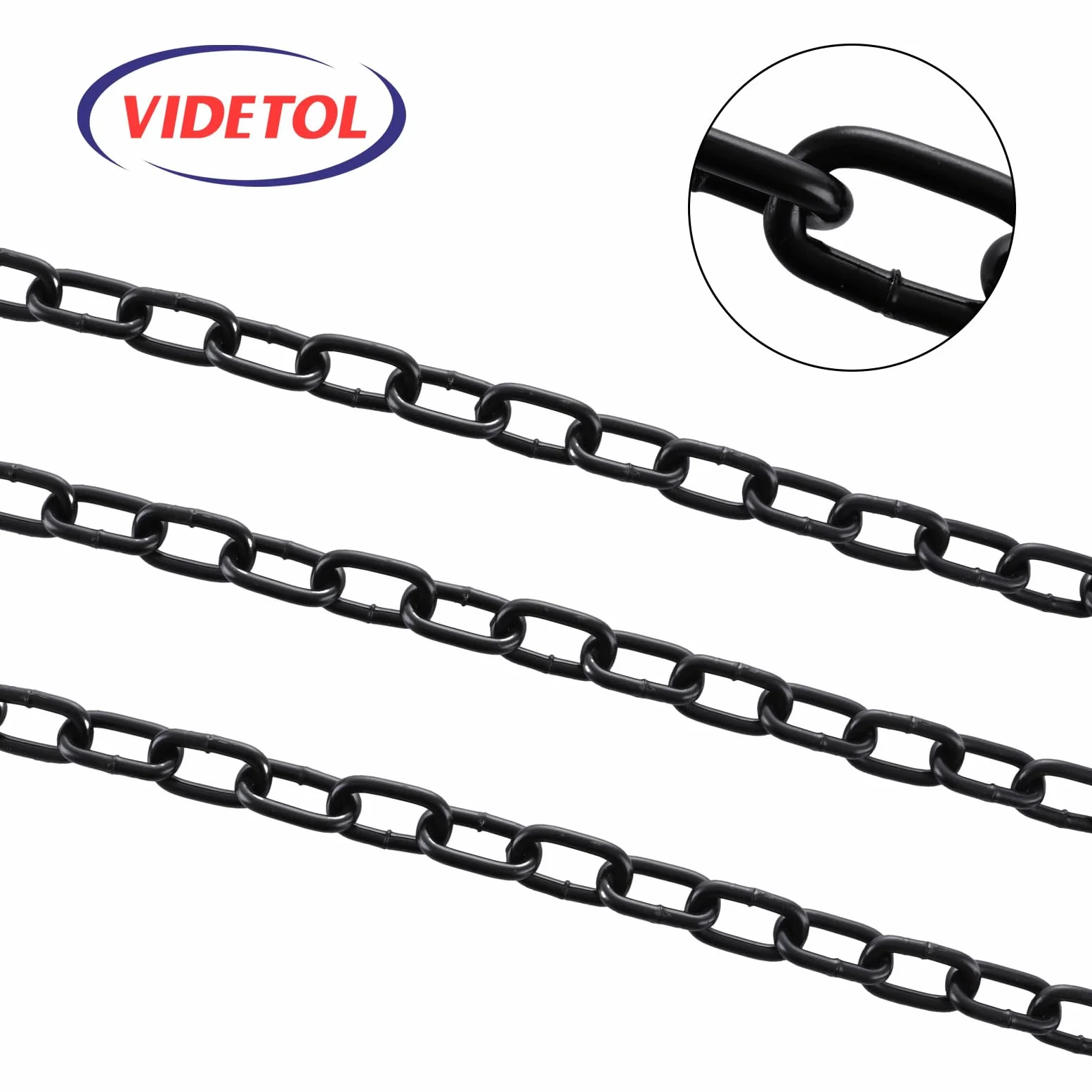 Catena in acciaio inox 304, lunghezza 15 m, maglie resistenti da 5 mm, in acciaio zincato nero saldato, per cancelli di recinzione, porte del garage, catene a battente e serratura di sicurezza