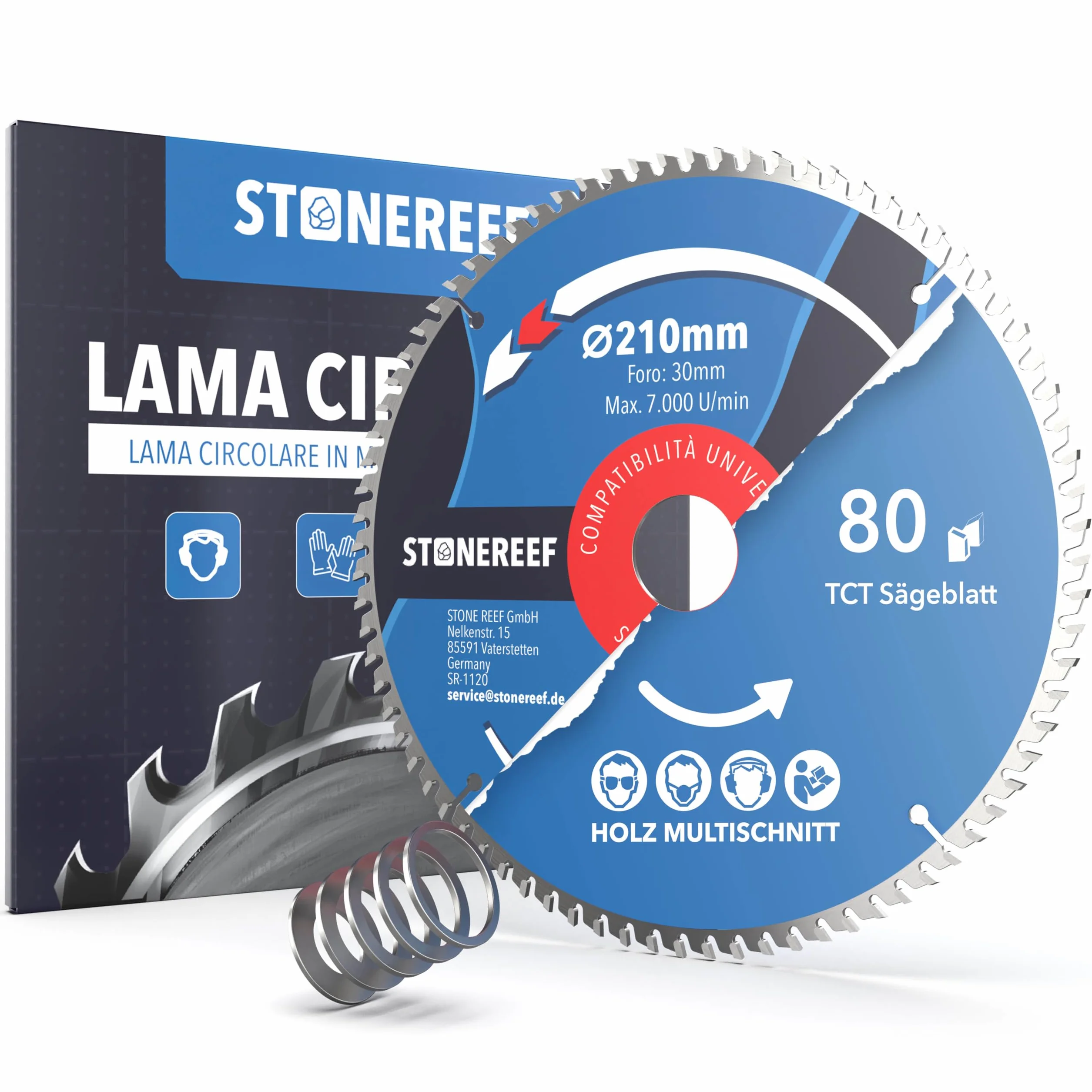 Lama per sega circolare 210x30 mm Bosch Makita compatibile smerigliatrice angolare legno