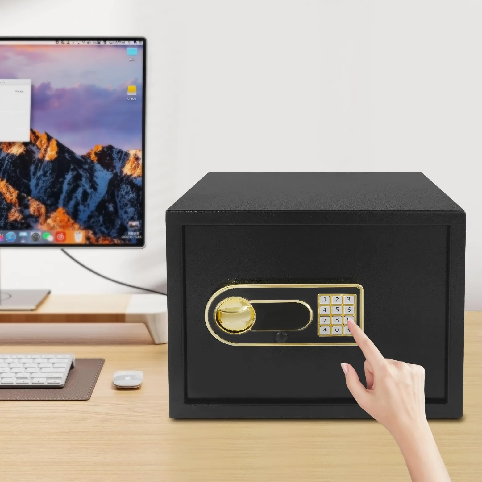 Cassaforte elettronica da 30 l, cassaforte per casa, cassaforte elettronica, cassaforte da parete, cassaforte digitale per mobili con refrattario, impermeabile, chiave di emergenza, per la casa, per