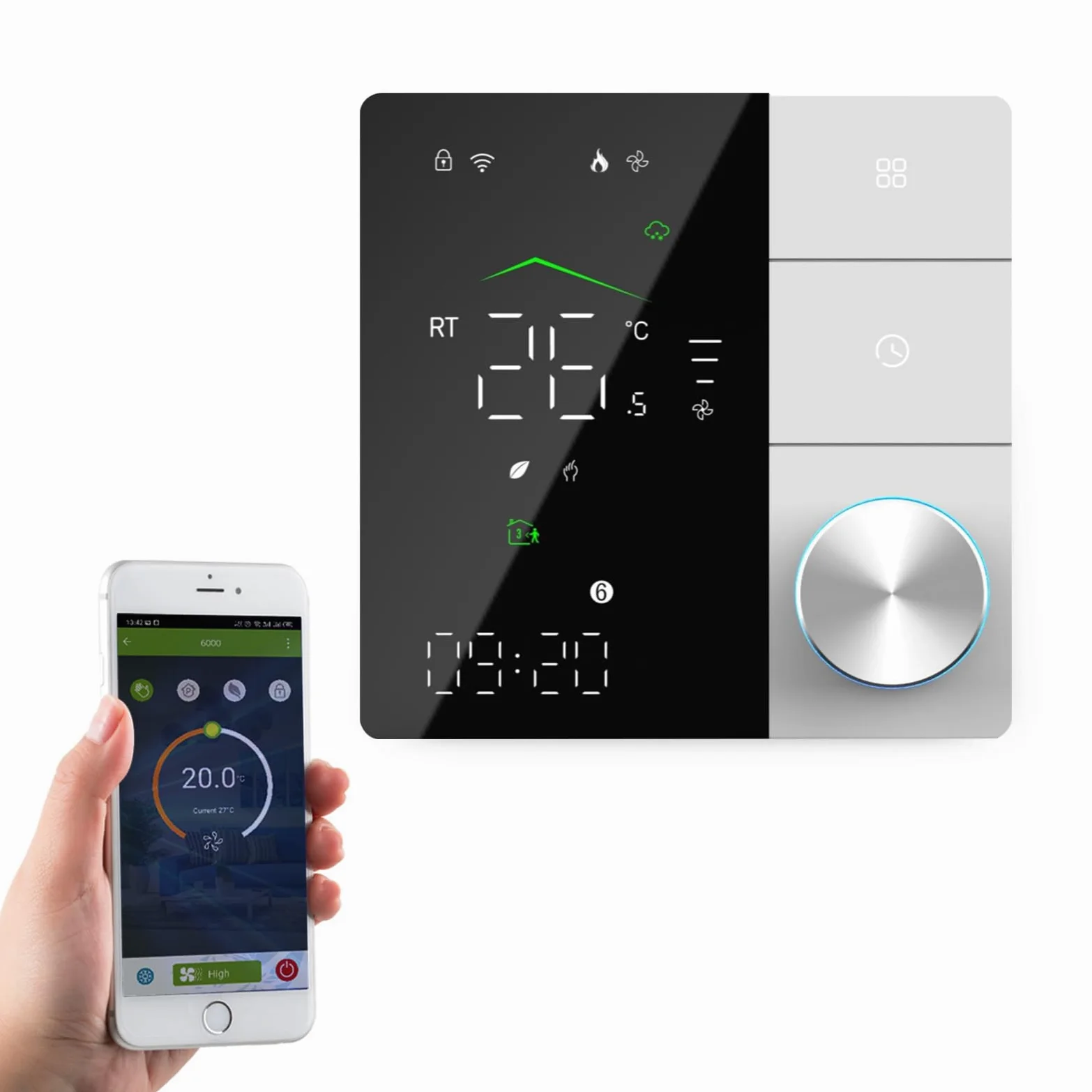 Smart WiFi Manopola Termostato Smart Life APP Telecomando per il riscaldamento della caldaia a gas ad acqua compatibile con Alexa Google Home, contatto asciutto