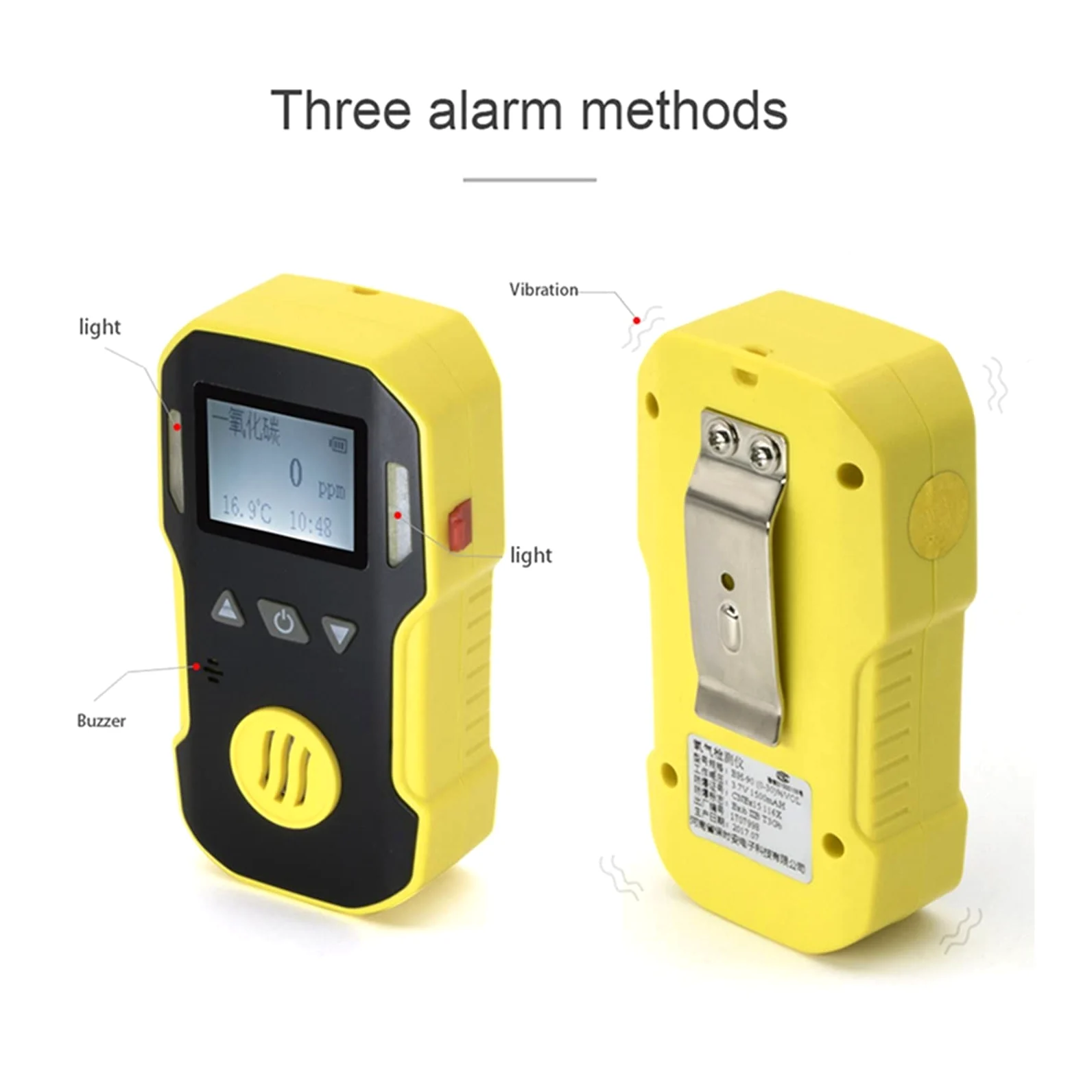 Rilevatore Gas, Industria Portatile H2/O3/CO/PH3/CO2/H2S/NH3/O2/NO2/NO/EX/CH4 Rilevatore di Gas Rilevatore di Allarme Gas combustibile Carica USB 0-100% LEL per Lavoro, Casa(EX-0-100LEL-1)